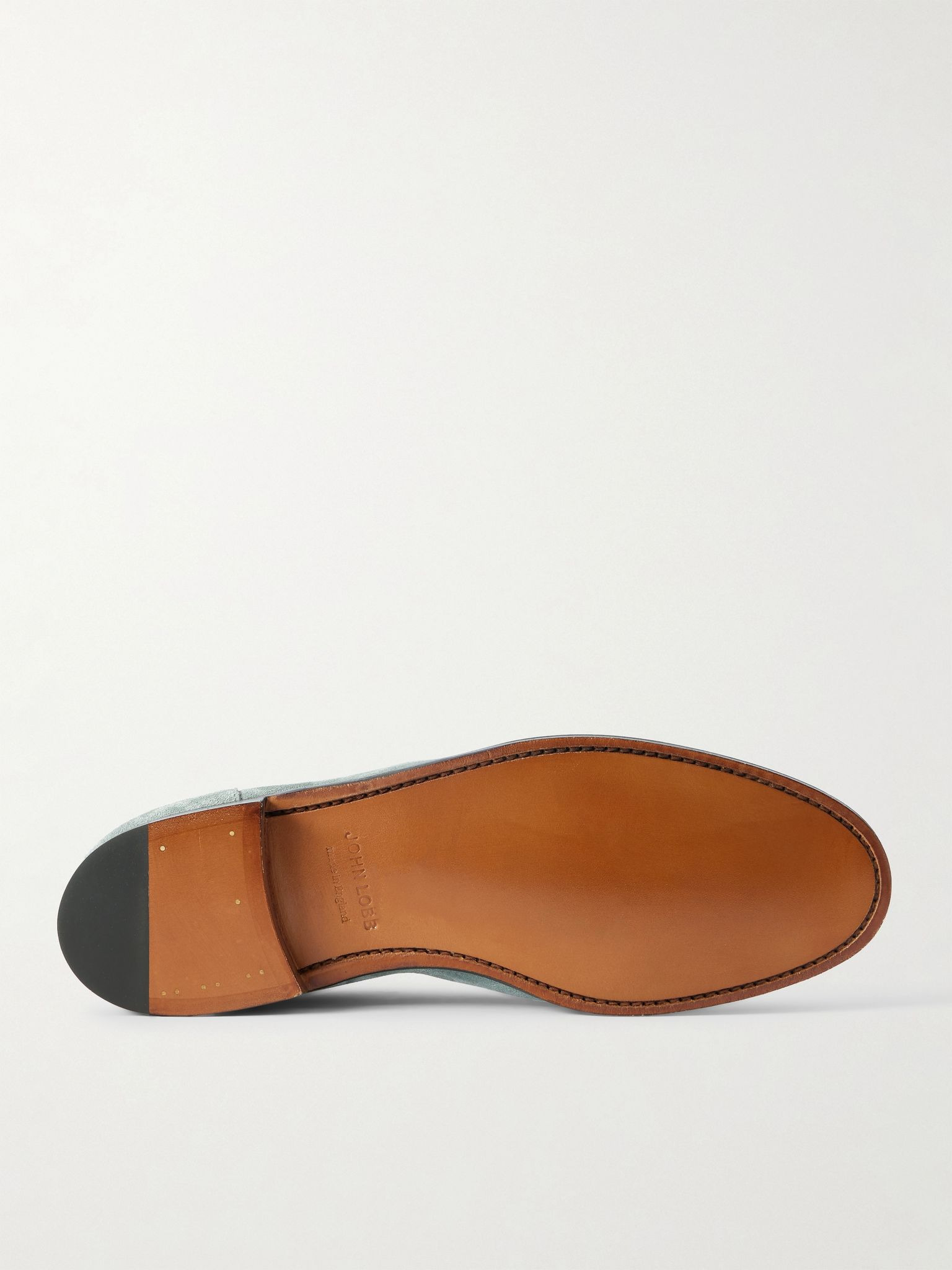 Bath Leather-Trimmed Suede Loafers Blue - 3