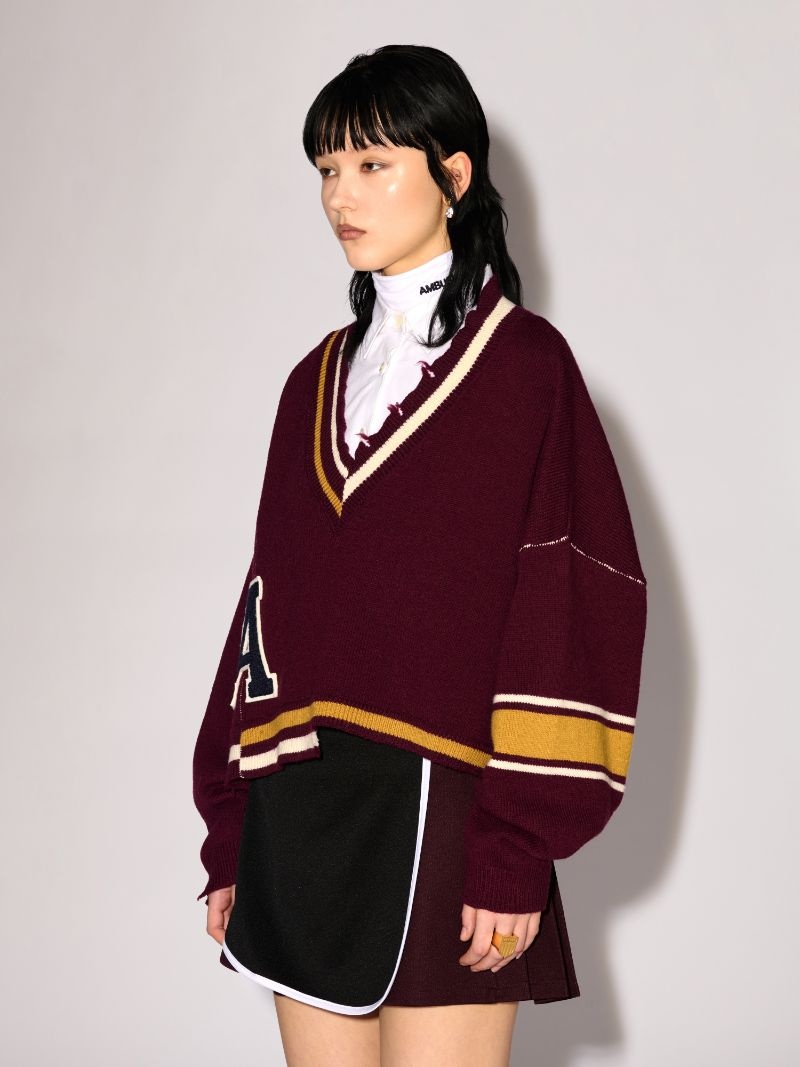 DAMAGED RIB V NECK SWEATER - 5