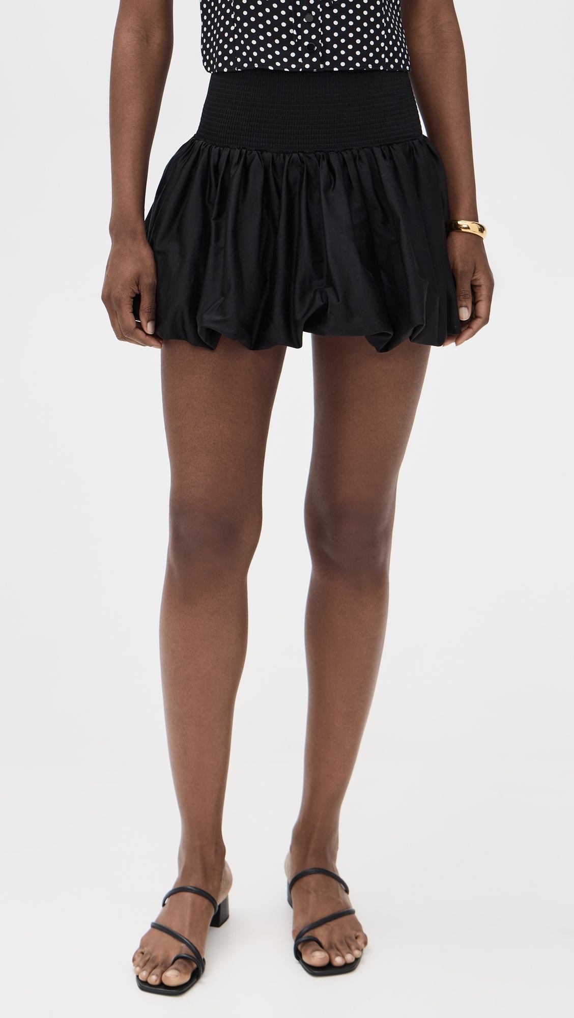 Arden Drop Smocked Waist Bubble Hem Mini Skirt - 1