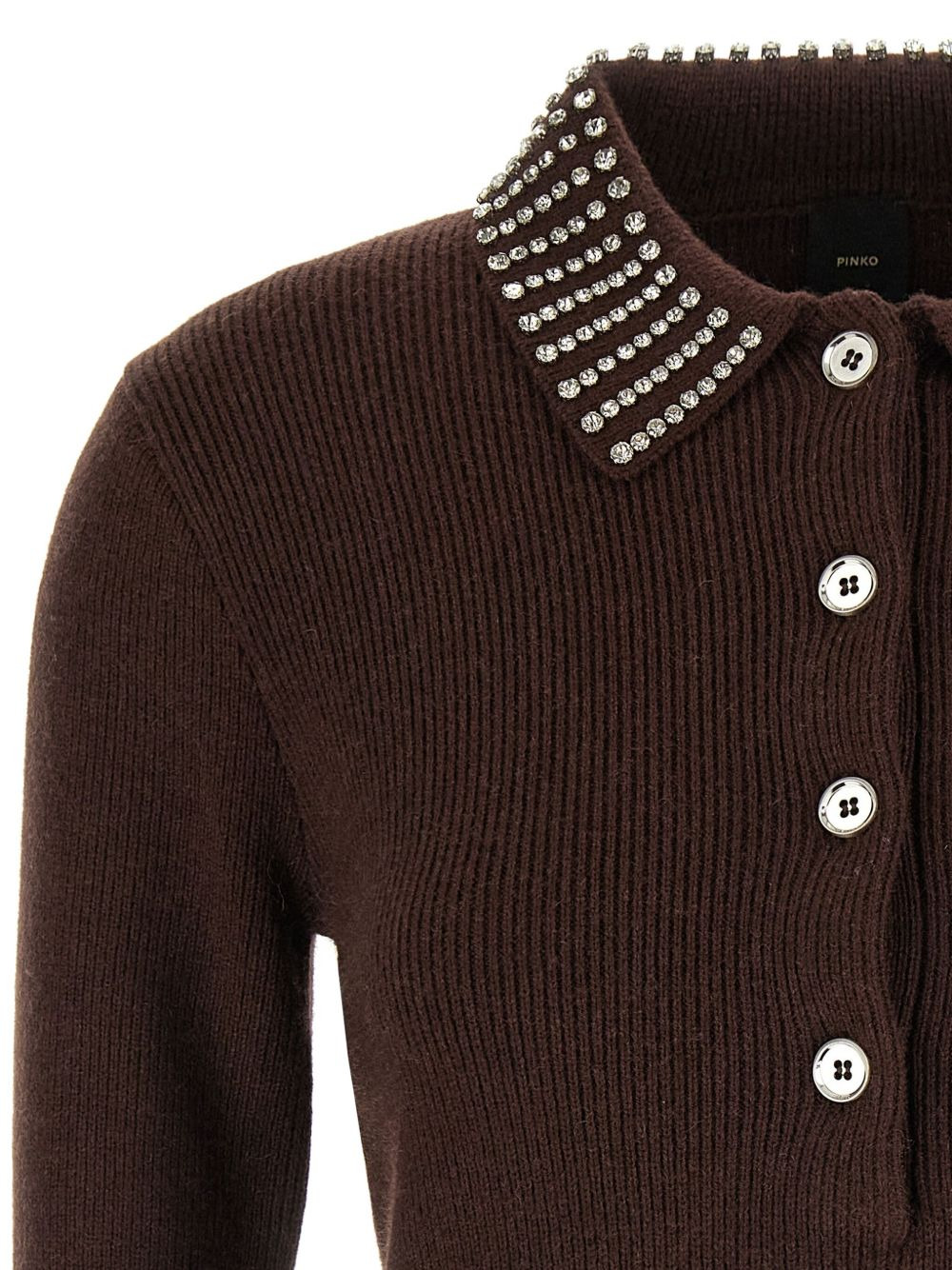 rhinestone-collar short-sleeved top - 3