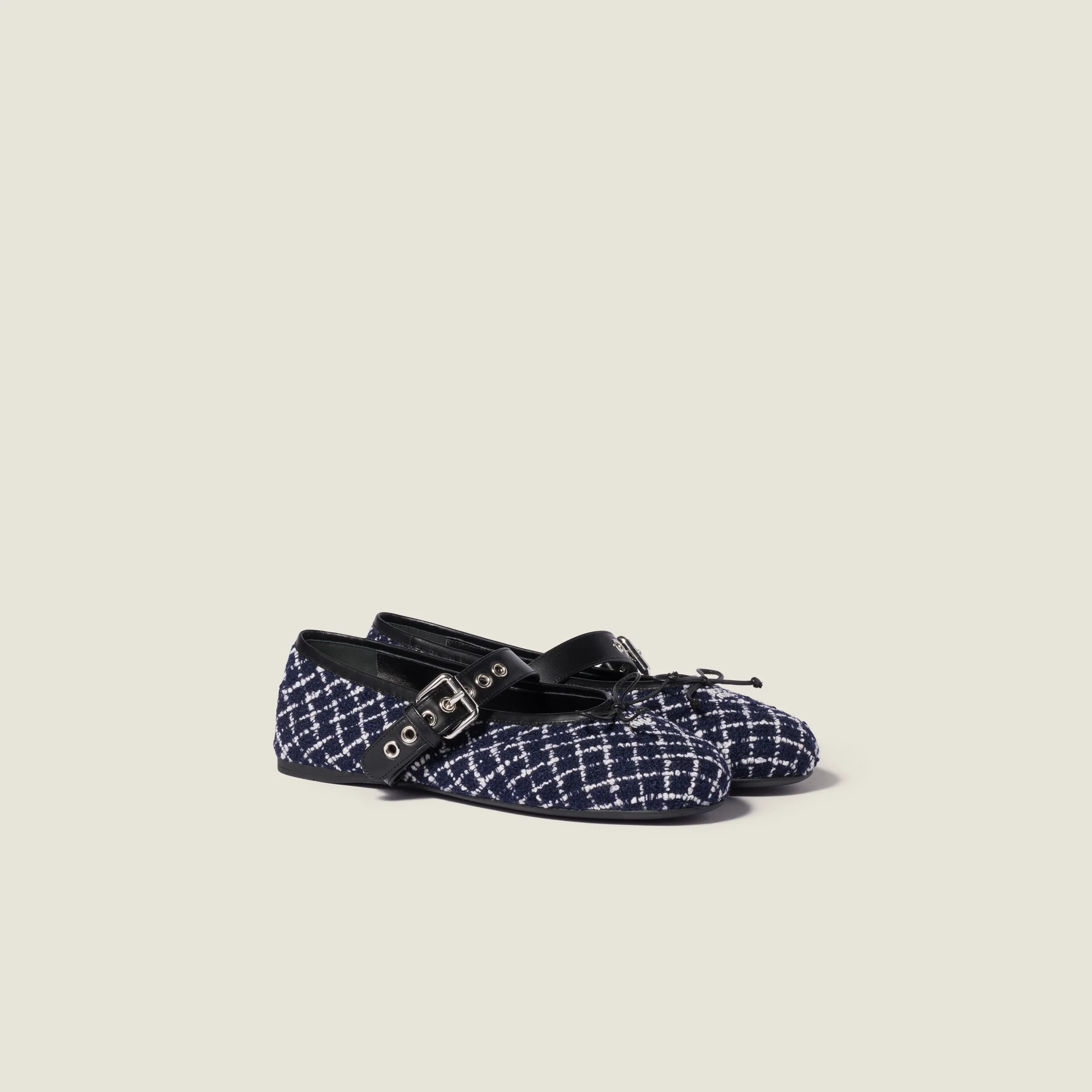Tweed check ballerinas - 1