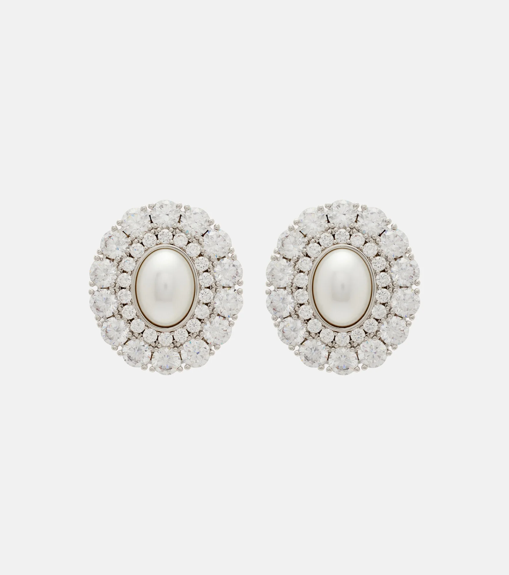 Crystal-embellished faux pearl earrings - 1