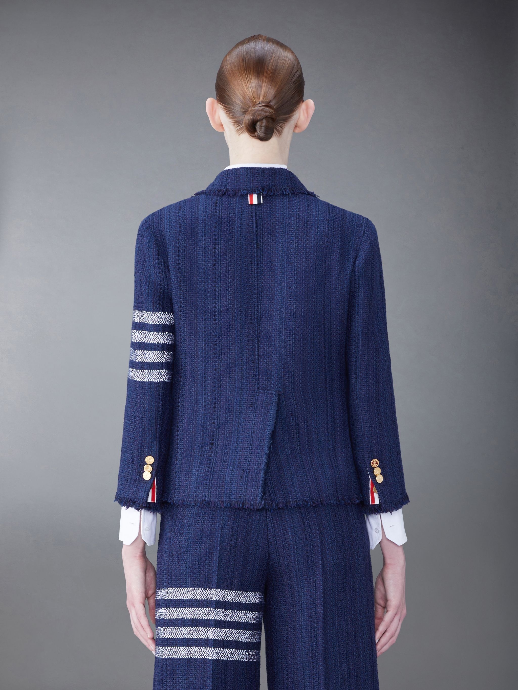 Thom Browne 4 Bar-stripe tweed jacket | REVERSIBLE