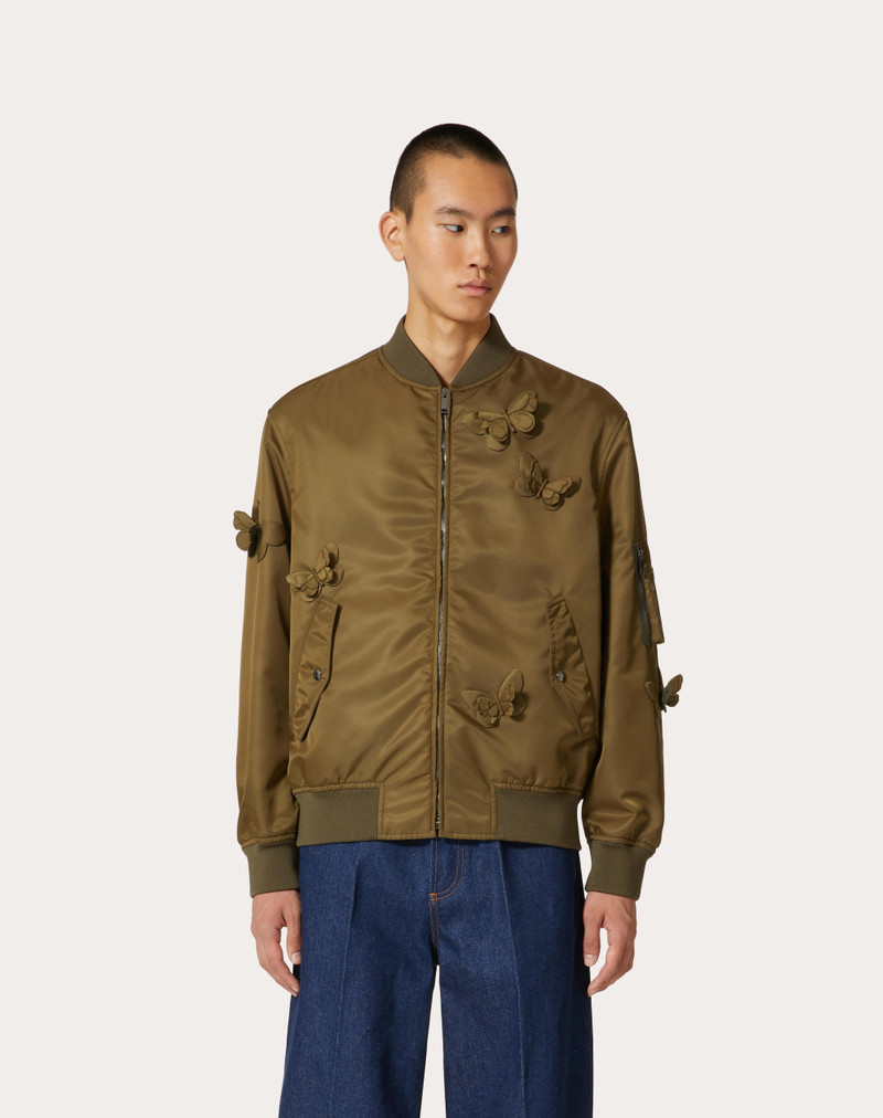 NYLON BOMBER JACKET WITH EMBROIDERED BUTTERFLIES 3