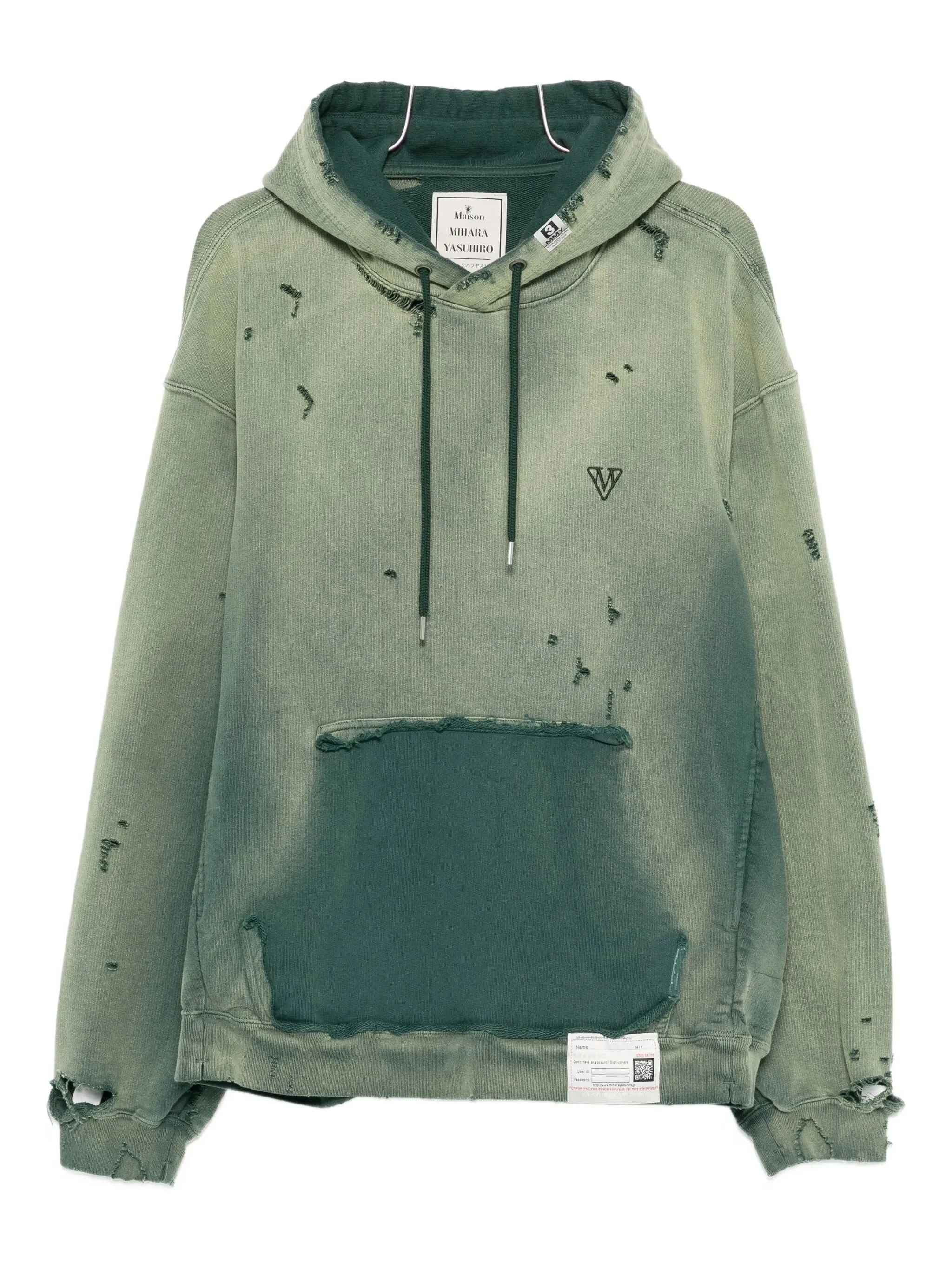 Maison Mihara Yasuhiro Distressed-effect Cotton Hoodie - 1