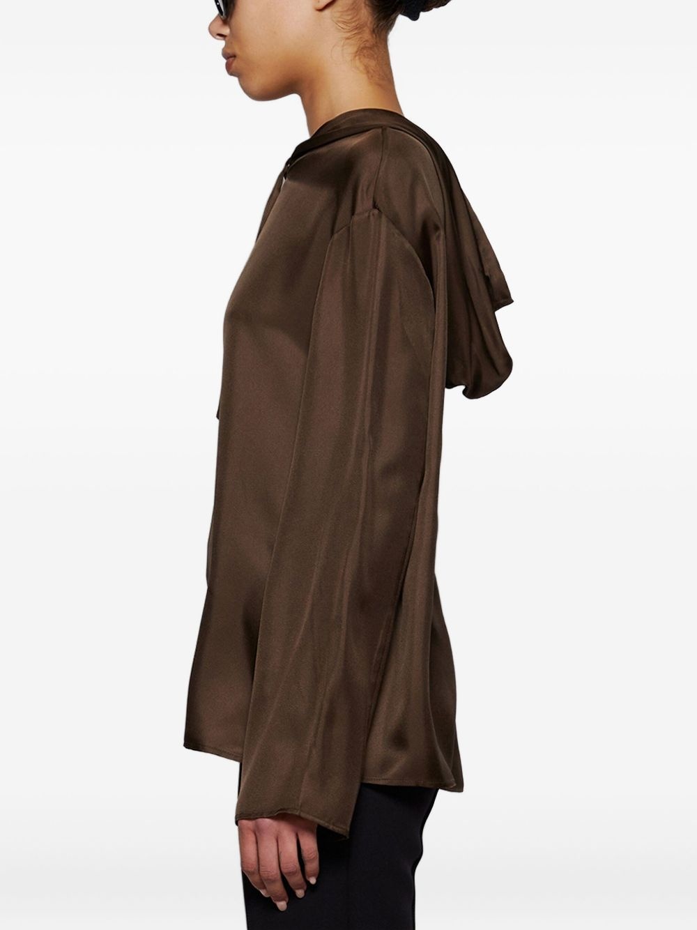 hooded satin long-sleeve top - 4