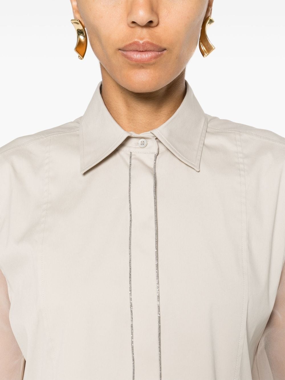 Monili-chain panelled shirt - 5