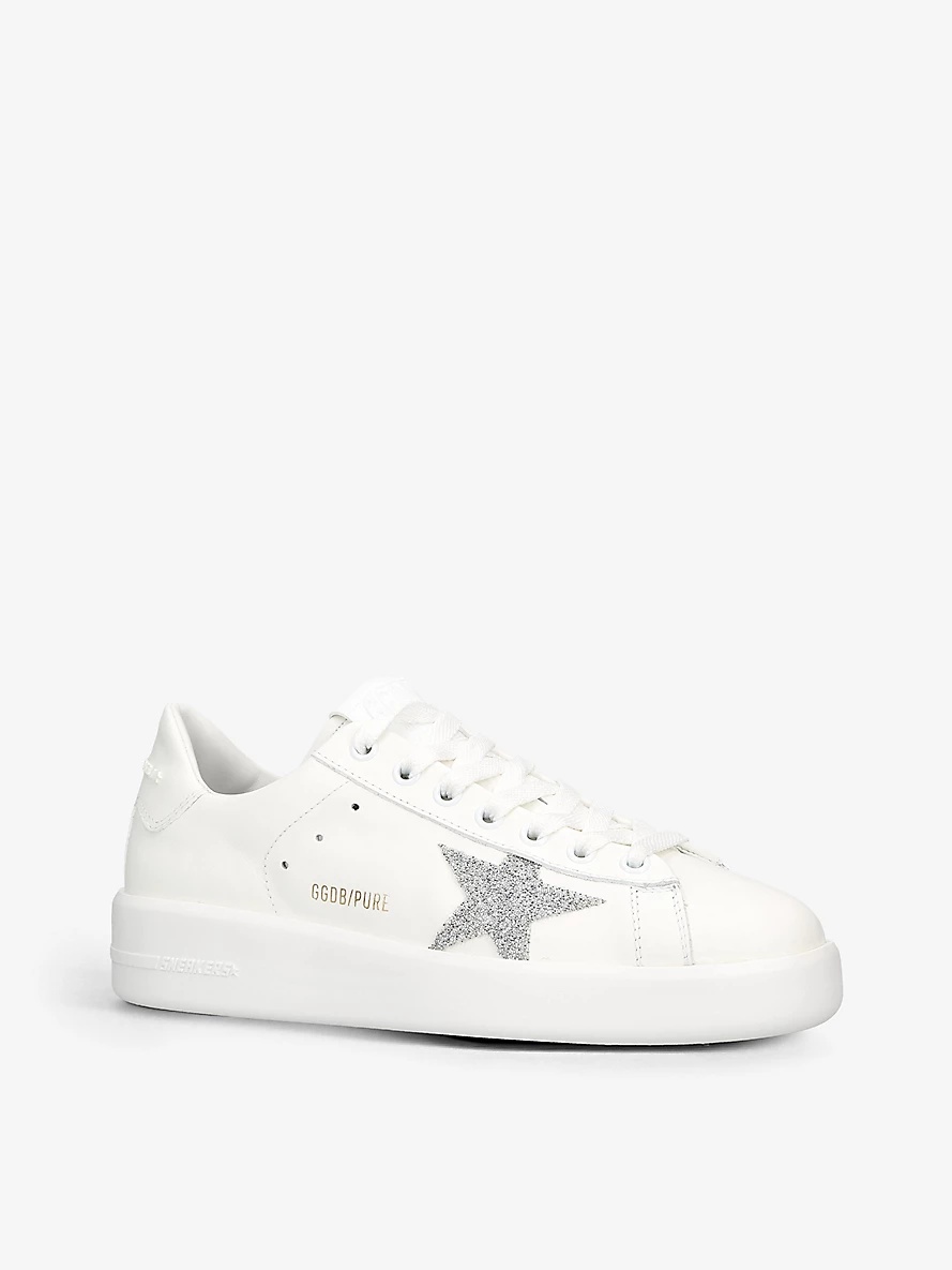 Women's Pure Star 80185 star-embroidered low-top leather trainers - 3