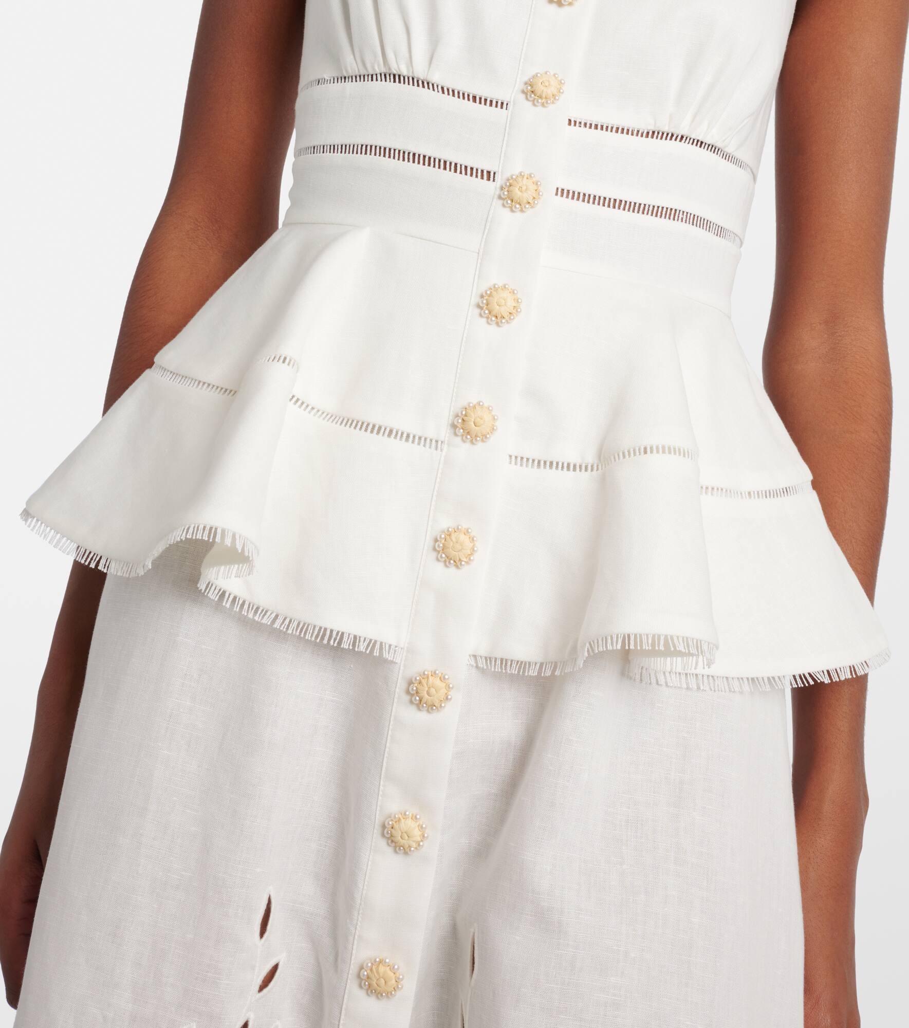 Peplum linen and cotton midi dress - 5
