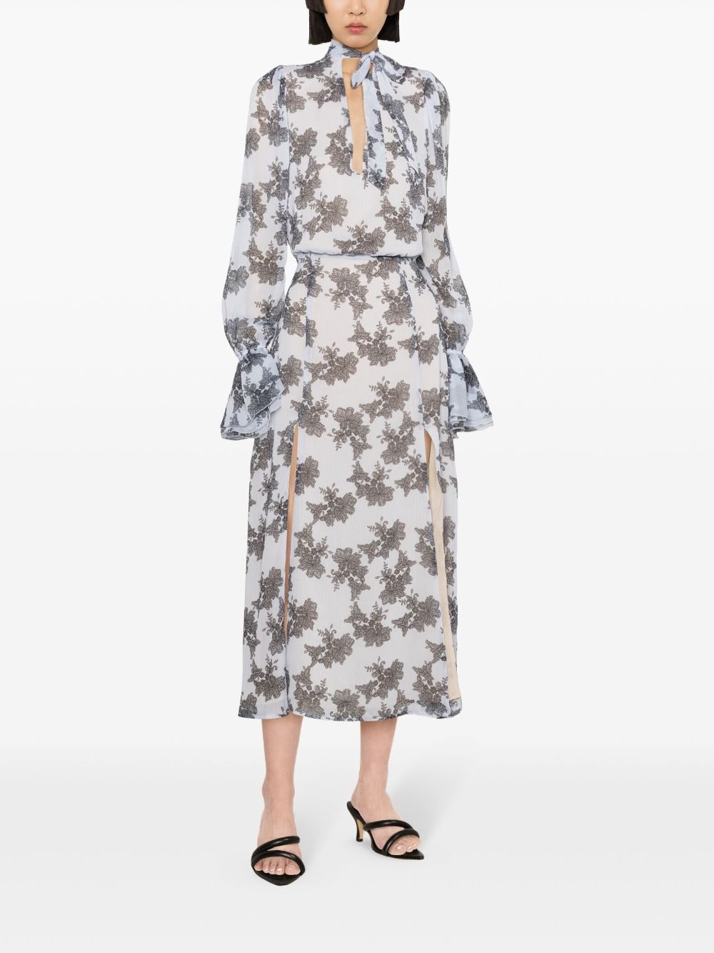 floral-print plissÃ© maxi dress - 2