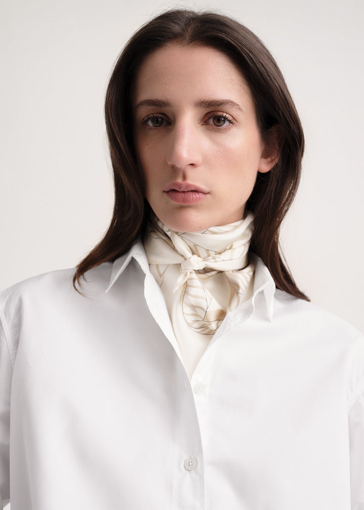 Knotted monogram silk scarf vanilla - 3