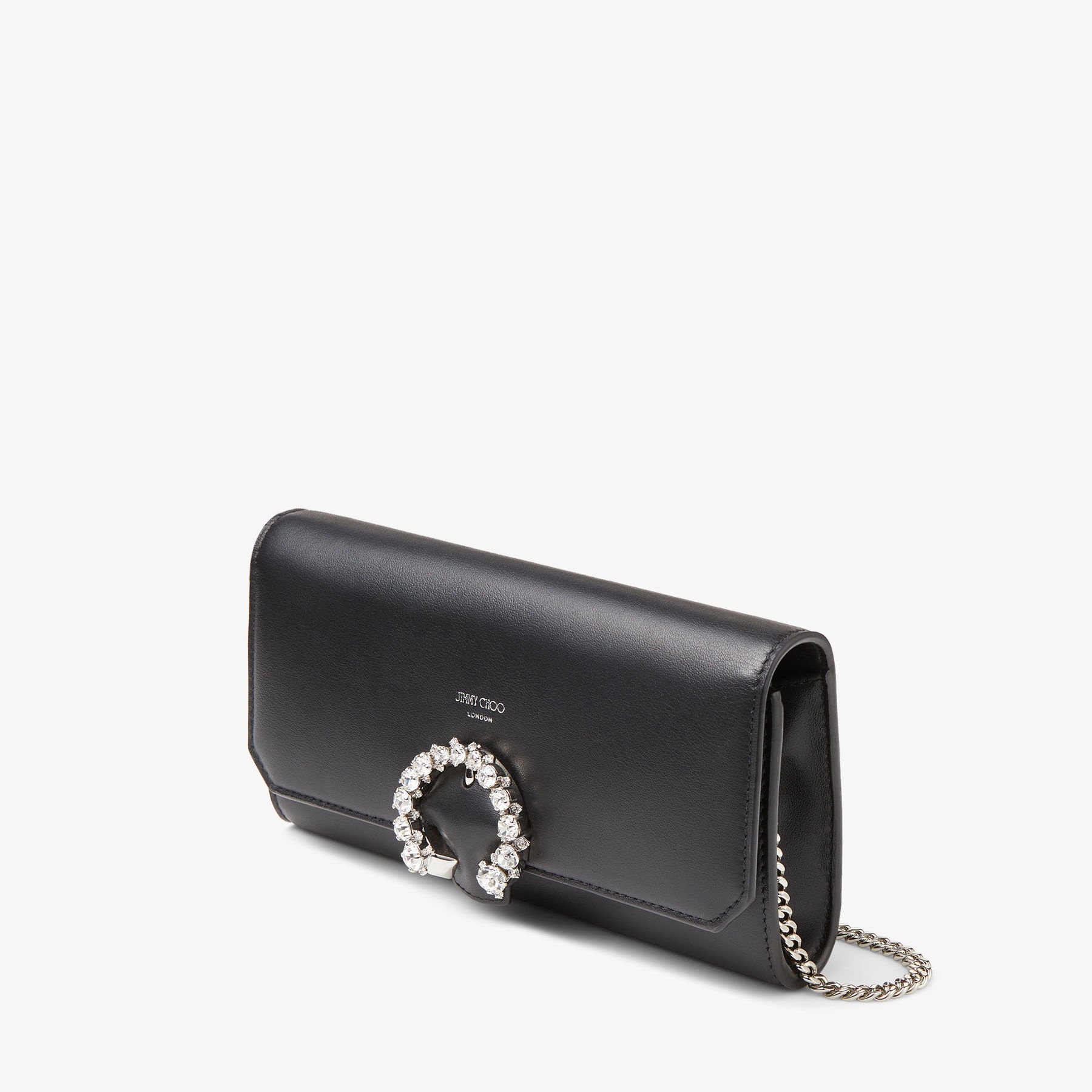 Wallet W/chain
Black Calf Leather Wallet with Crystal Buckle - 4