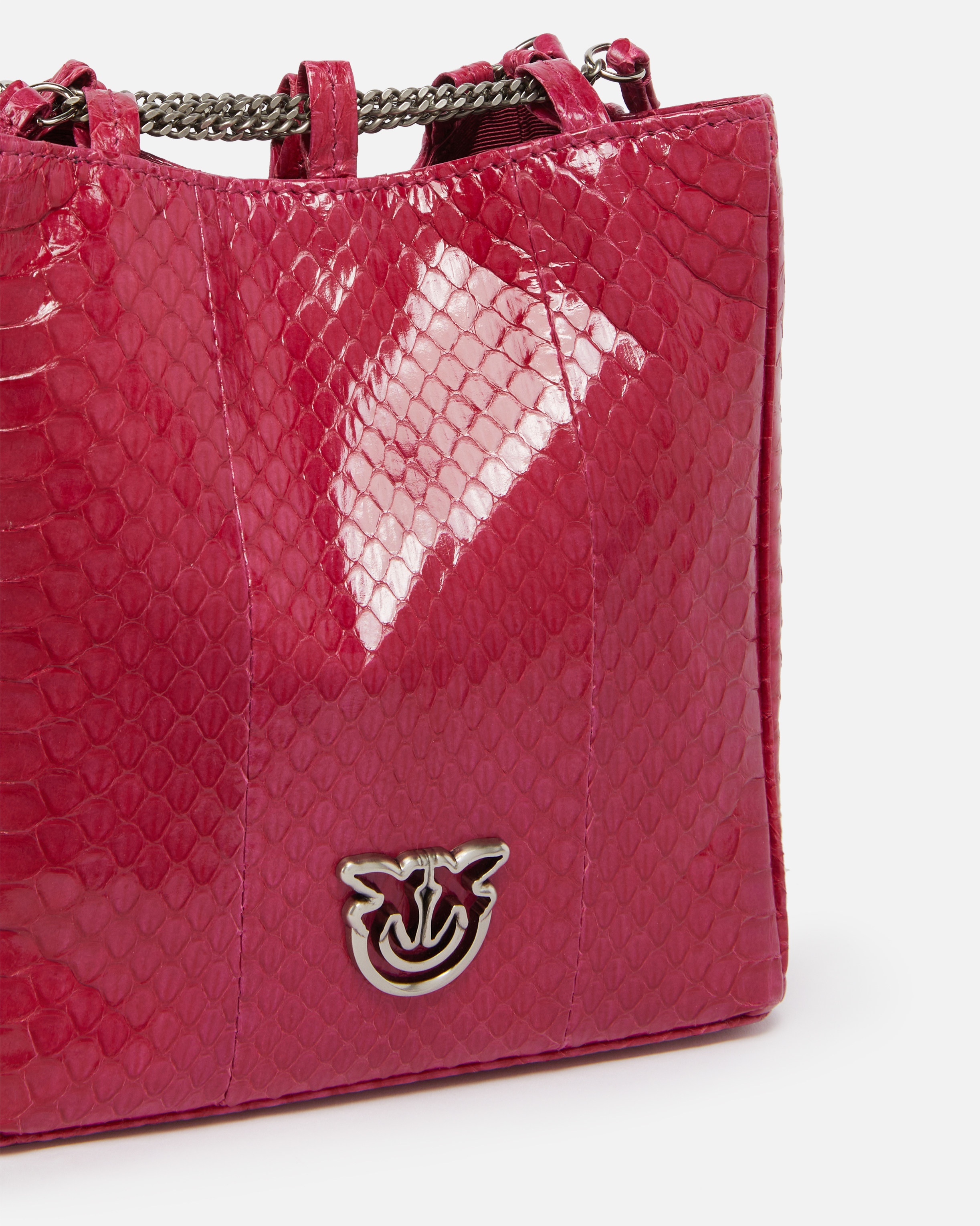 PINKO GALLERIA MINI BUCKET BAG IN SHINY REPTILE SKIN - 3
