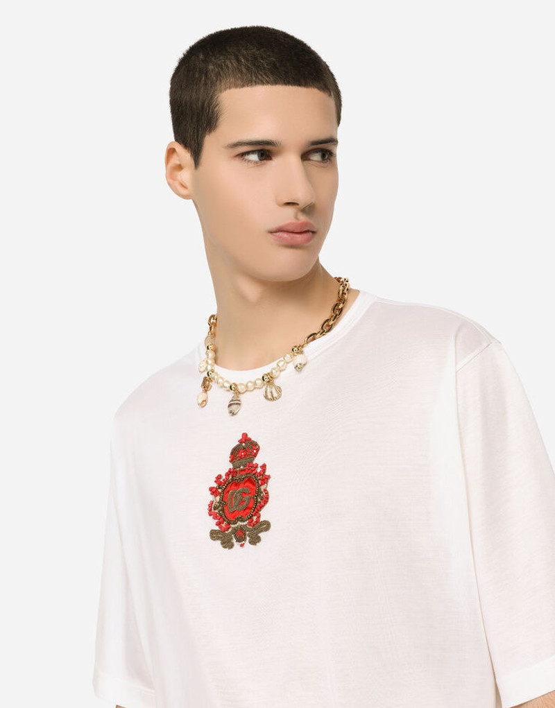 Dolce & Gabbana Silk jersey T-shirt with heraldic DG patch outlook