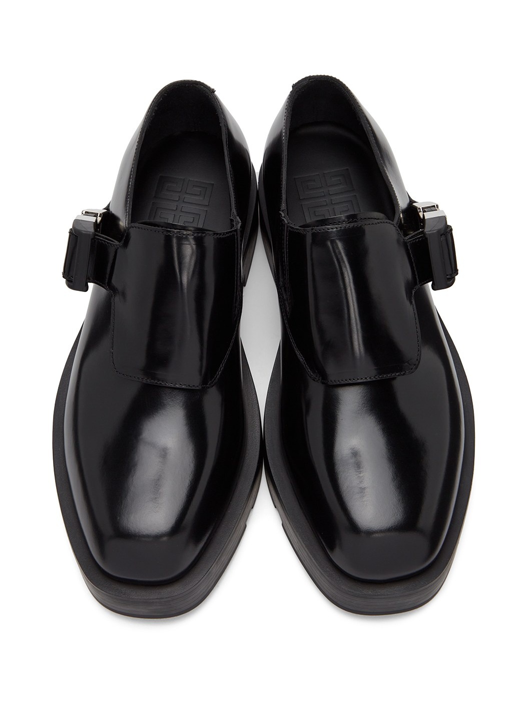 Black Squared Buckle Loafers - 5