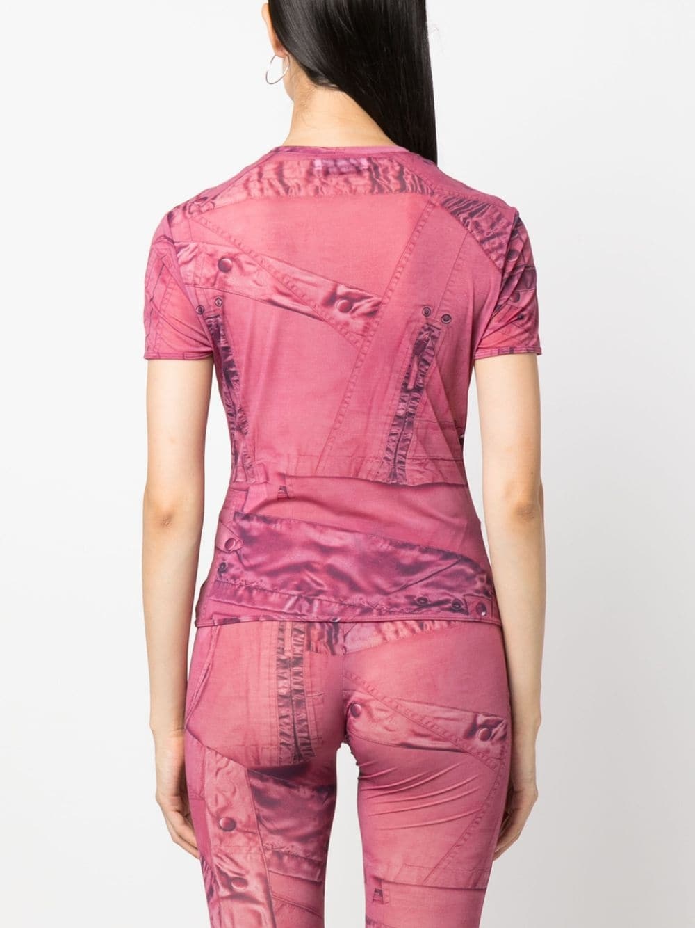 graphic-print semi-sheer T-shirt - 4