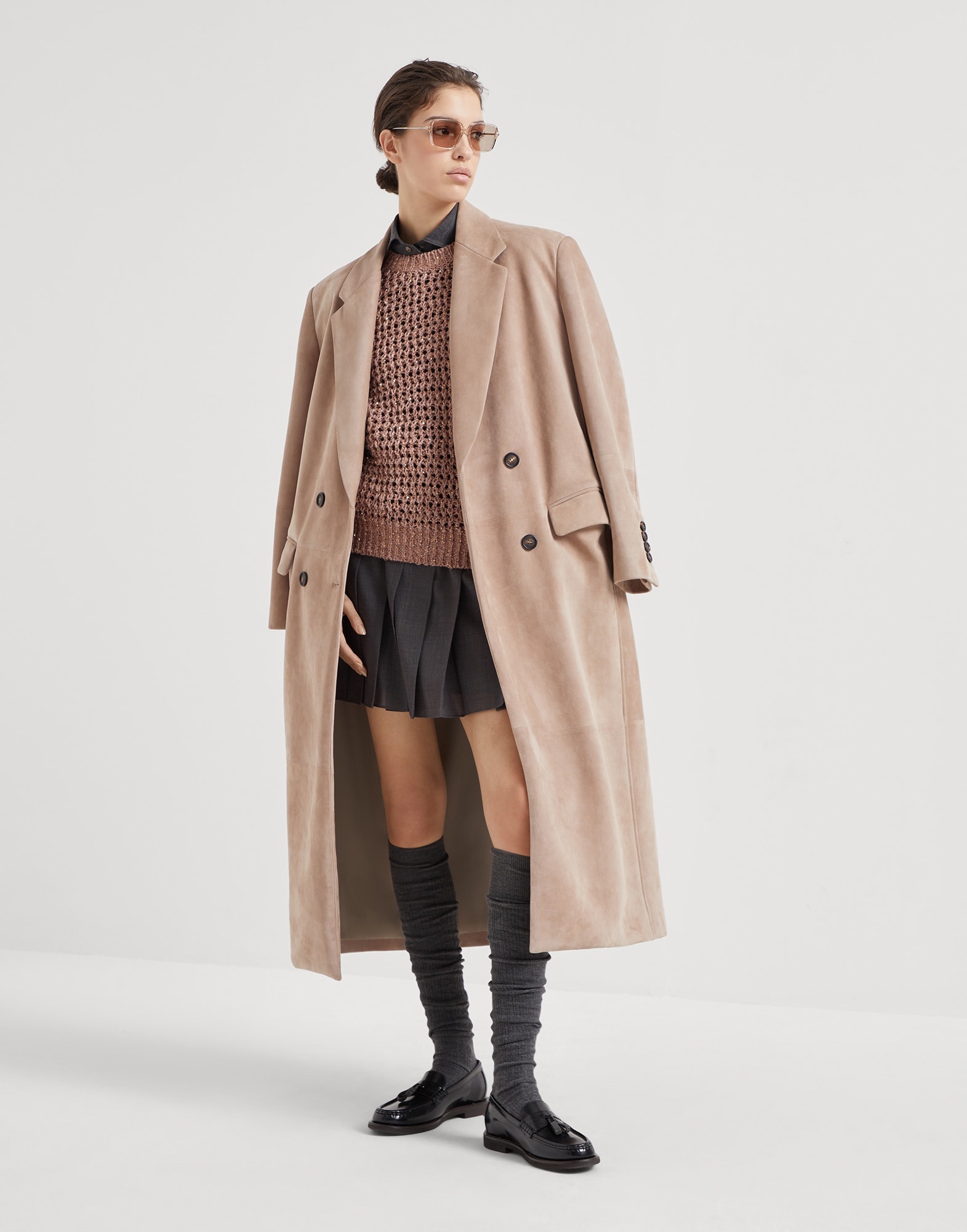 Suede coat with monili - 5