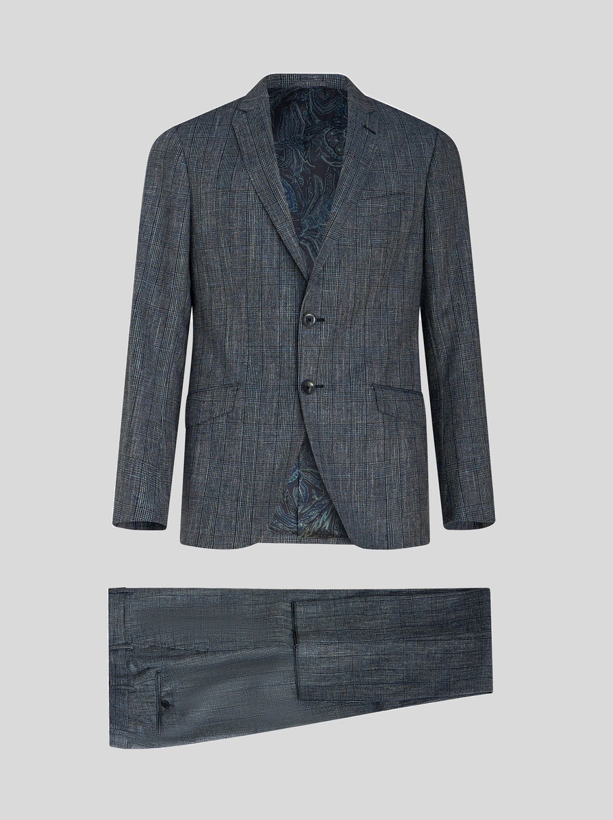 CHECK SUIT IN WOOL, COTTON AND LINEN - 1