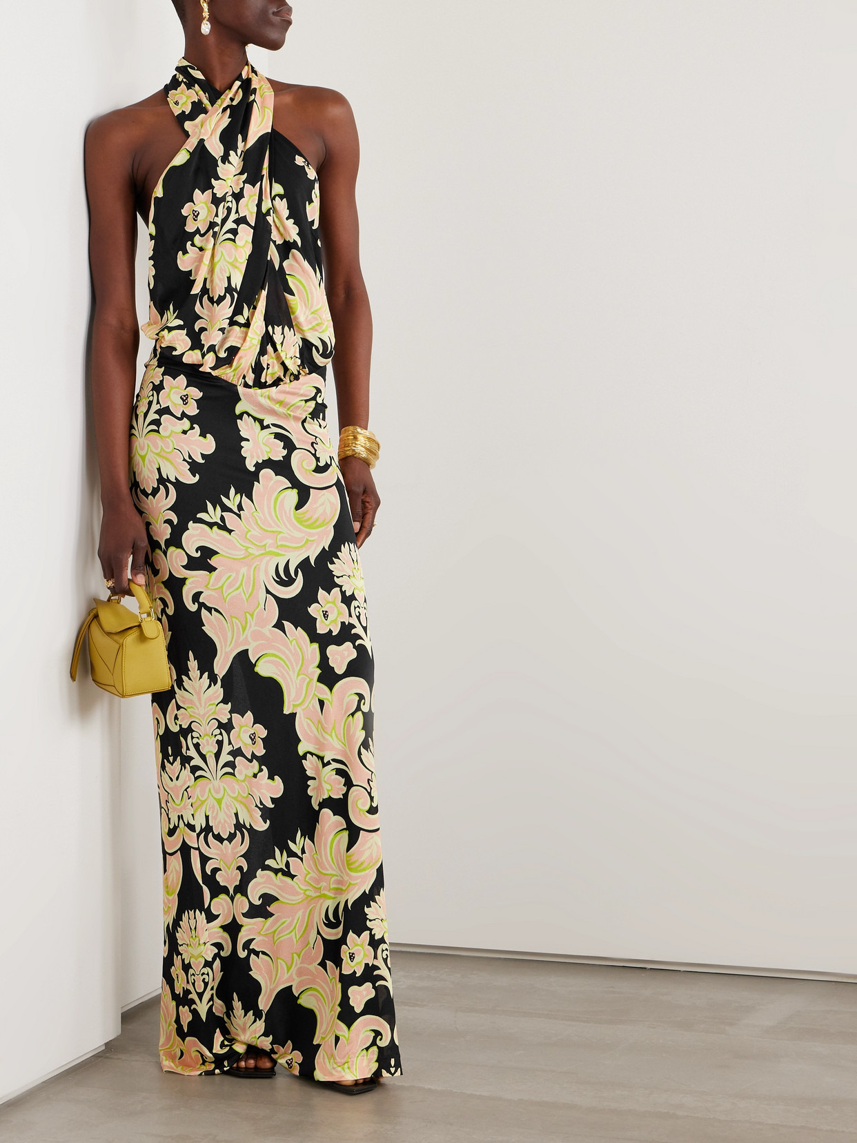 Crepe De Chine Maxi Halterneck Dress - 2