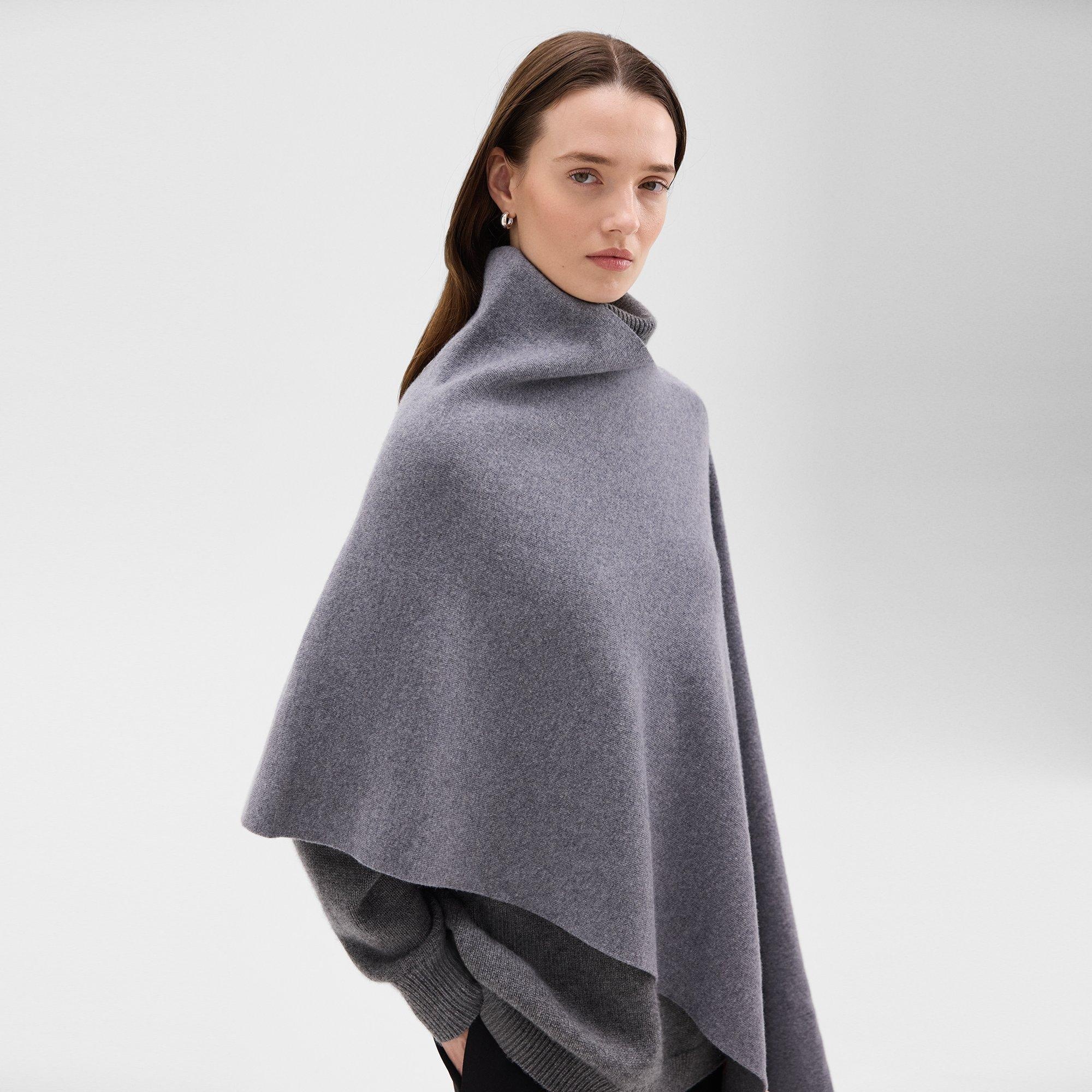 Draped Poncho in Felted Wool-Cashmere - 2
