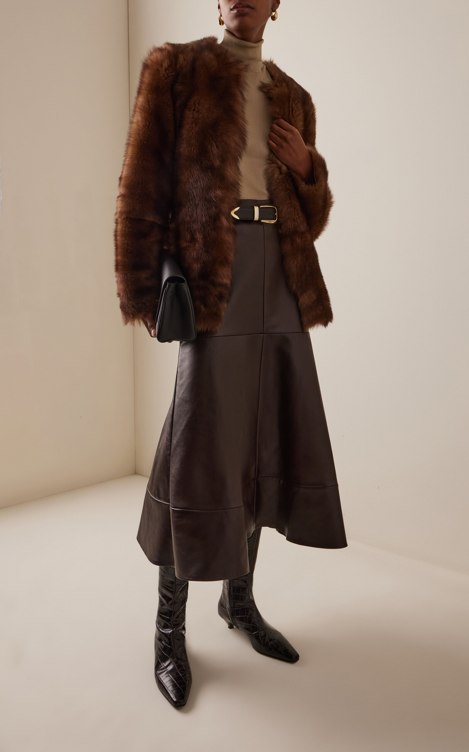 Hypnotic Tip Shearling Leather Jacket brown - 2