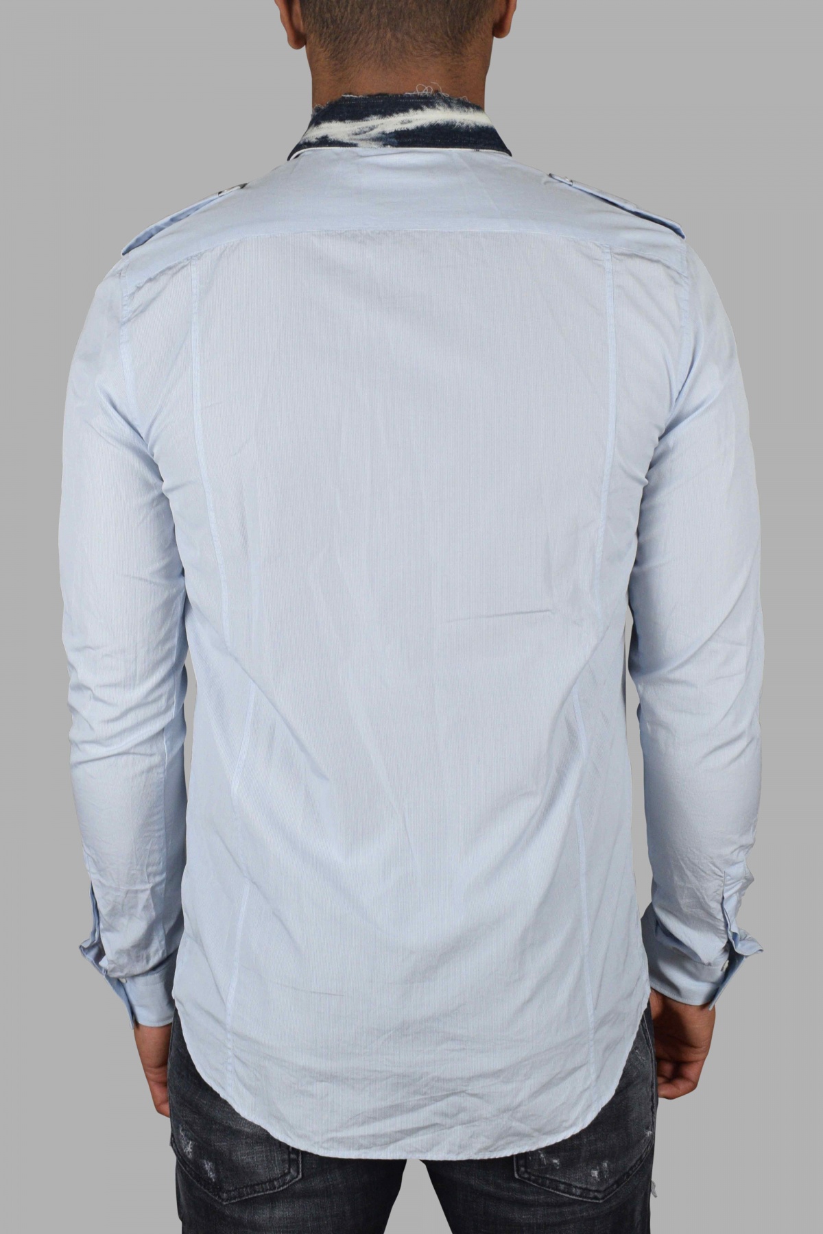 Shirt with denim collar - 3