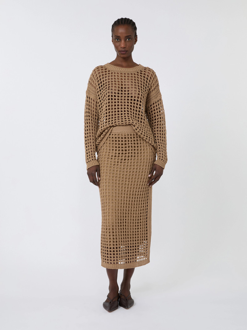 Max Mara FEBE Cotton mesh jumper - DESERT outlook