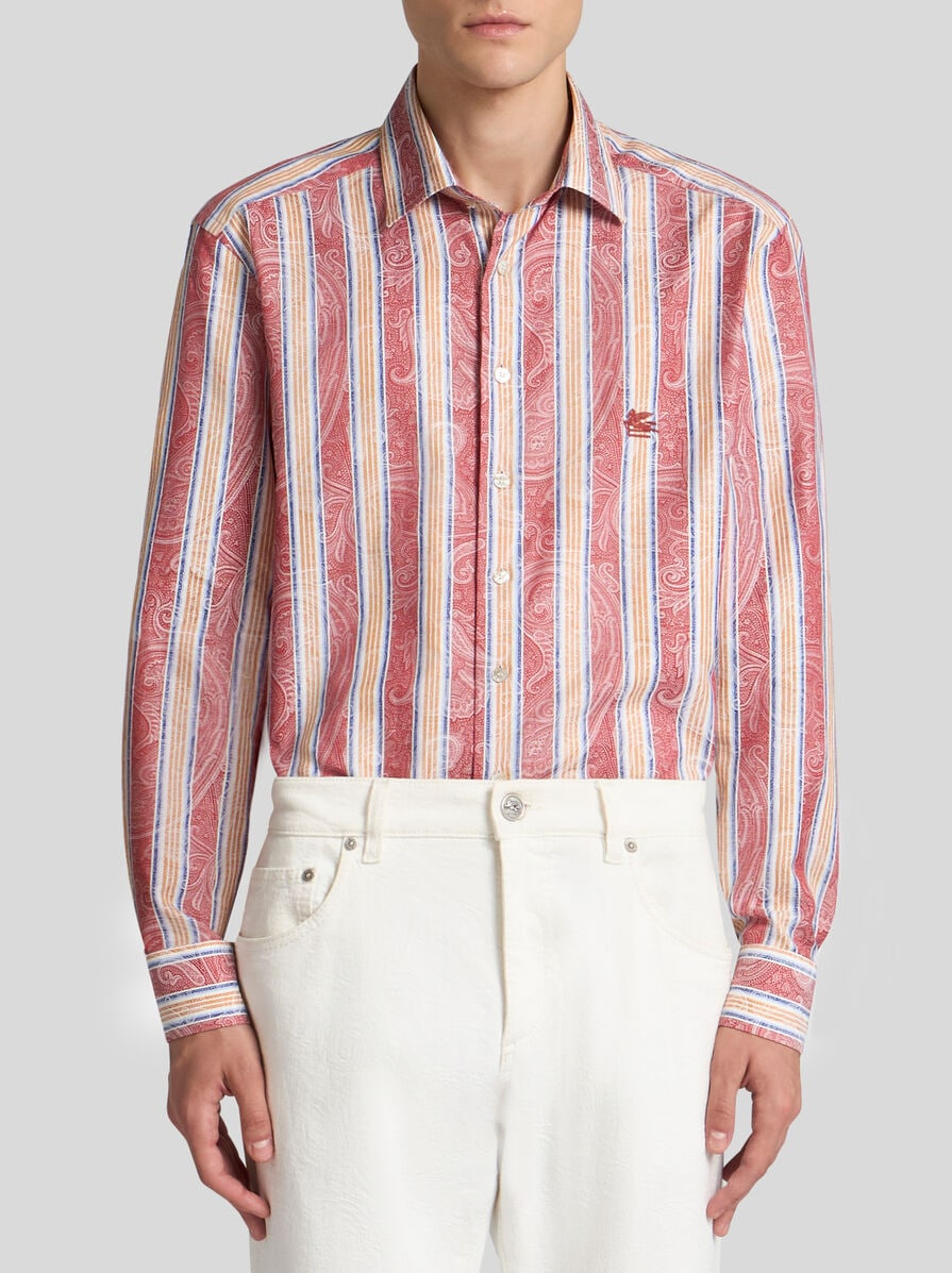 STRIPED SHIRT WITH PAISLEY DETAILING - 2