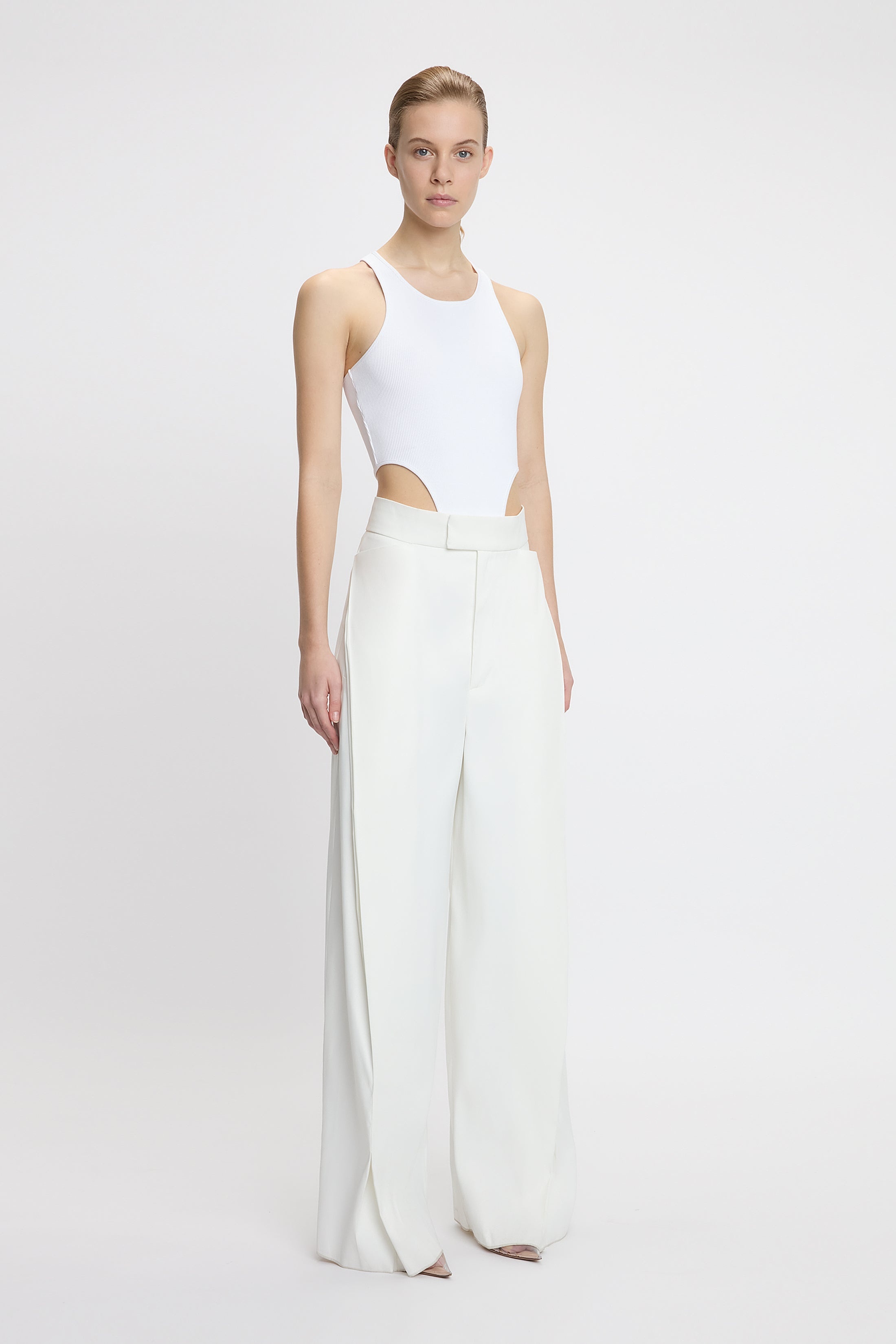 High Leg Bodysuit In White - 3