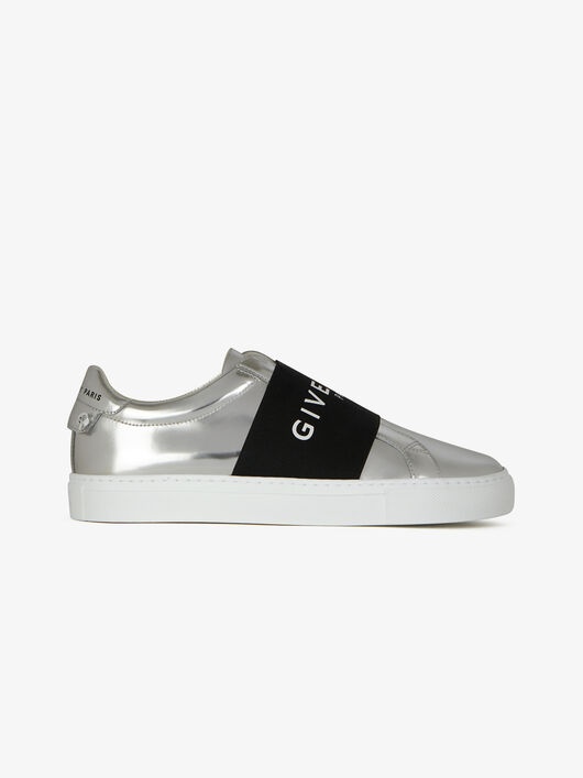 SNEAKERS IN MIRROR EFFECT LEATHER WITH GIVENCHY WEBBING - 1