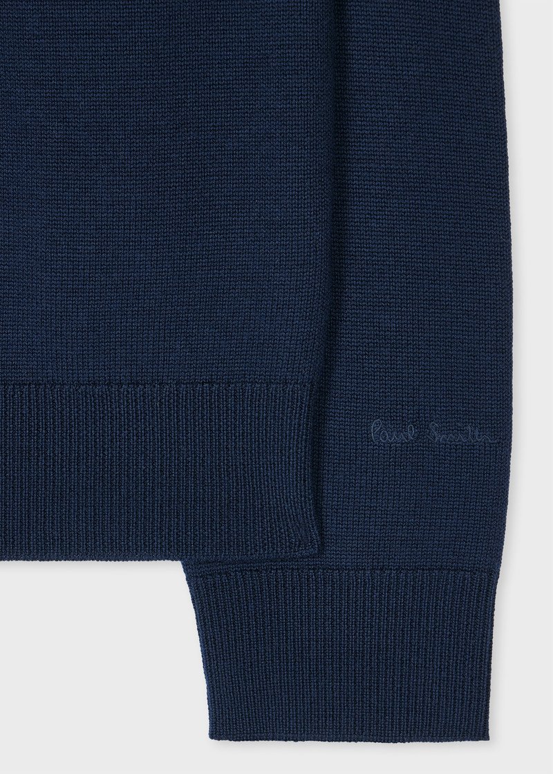 Paul Smith Navy Merino Contrast-Seam Half-Zip Sweater outlook