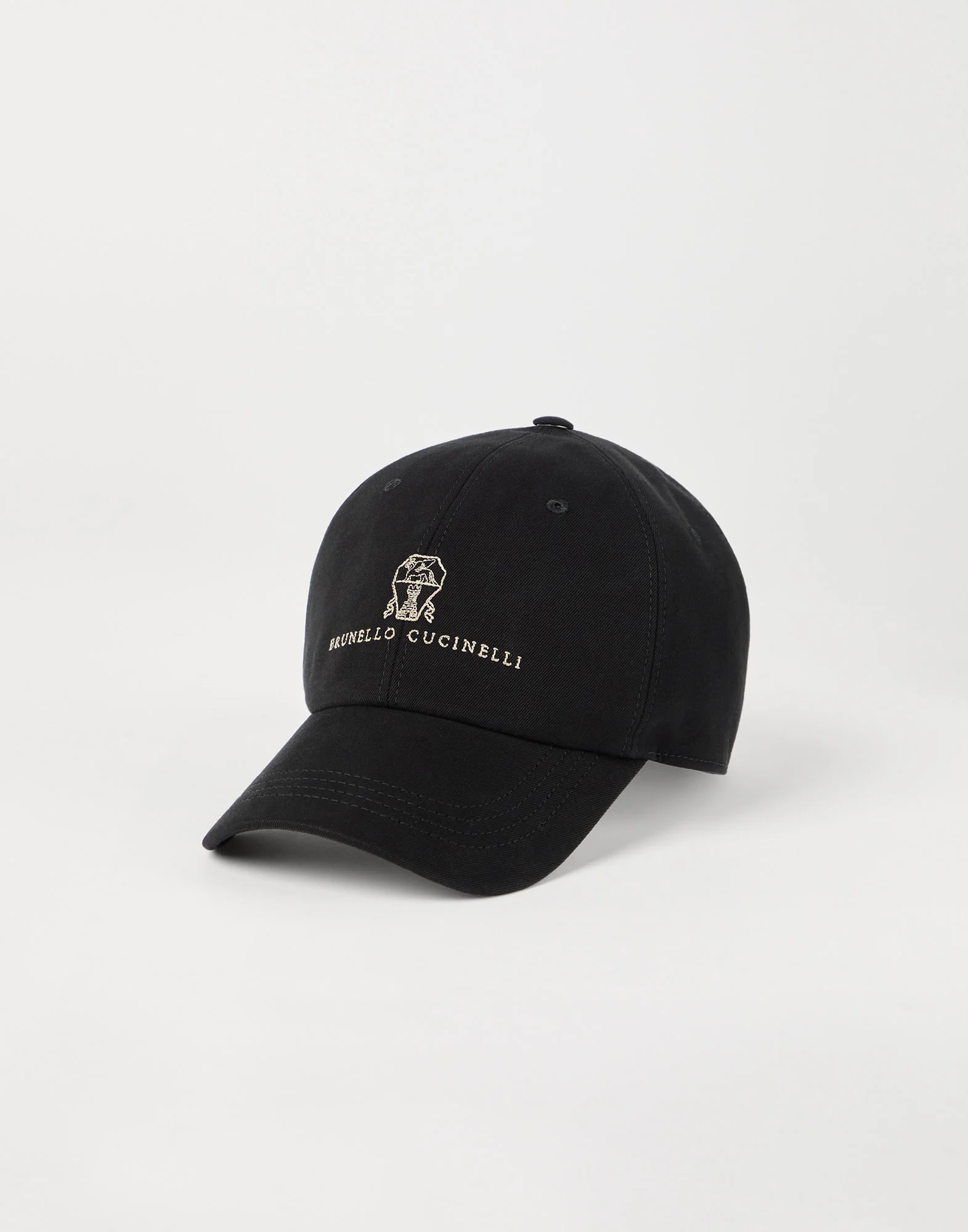 Garment-dyed twisted cotton gabardine baseball cap with embroidered logo - 1