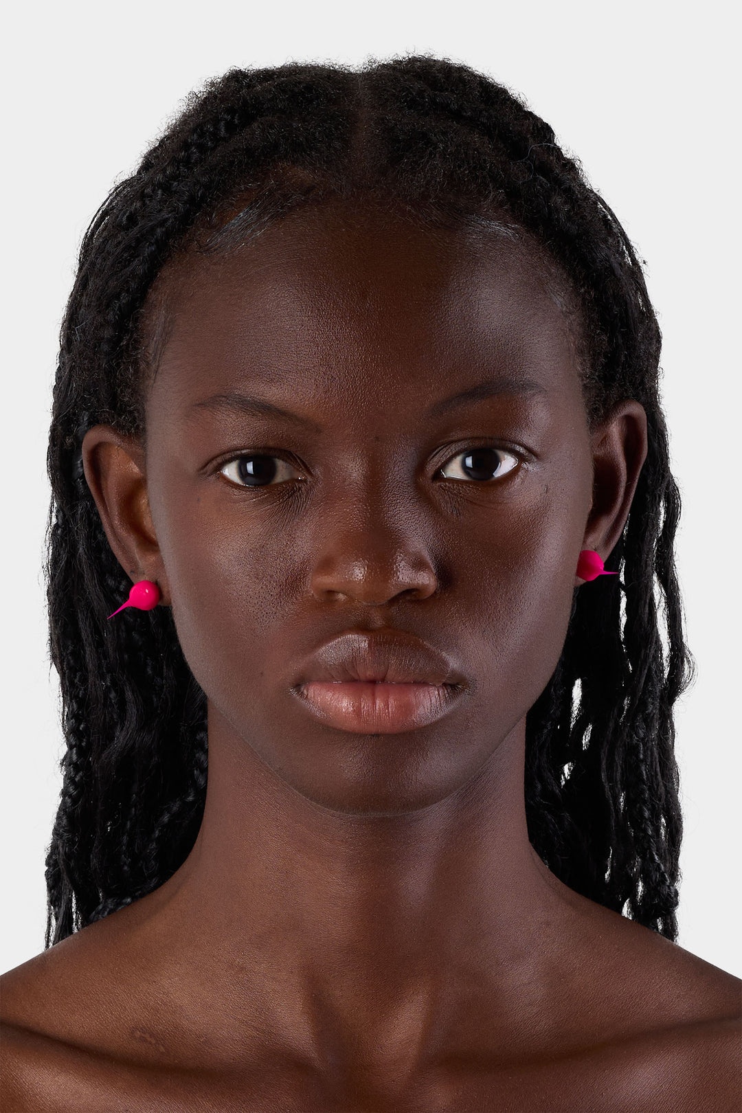 MINI SPIKE RUBBERIZED EARRINGS / fuxia - 2