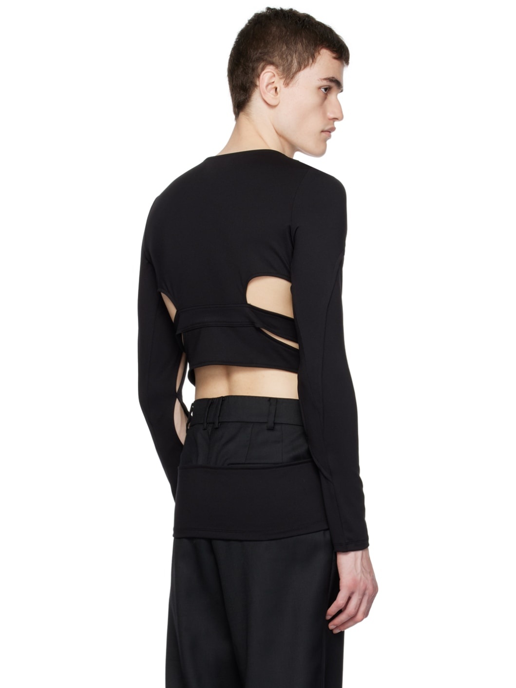 Black Cutout Long Sleeve T-Shirt - 3