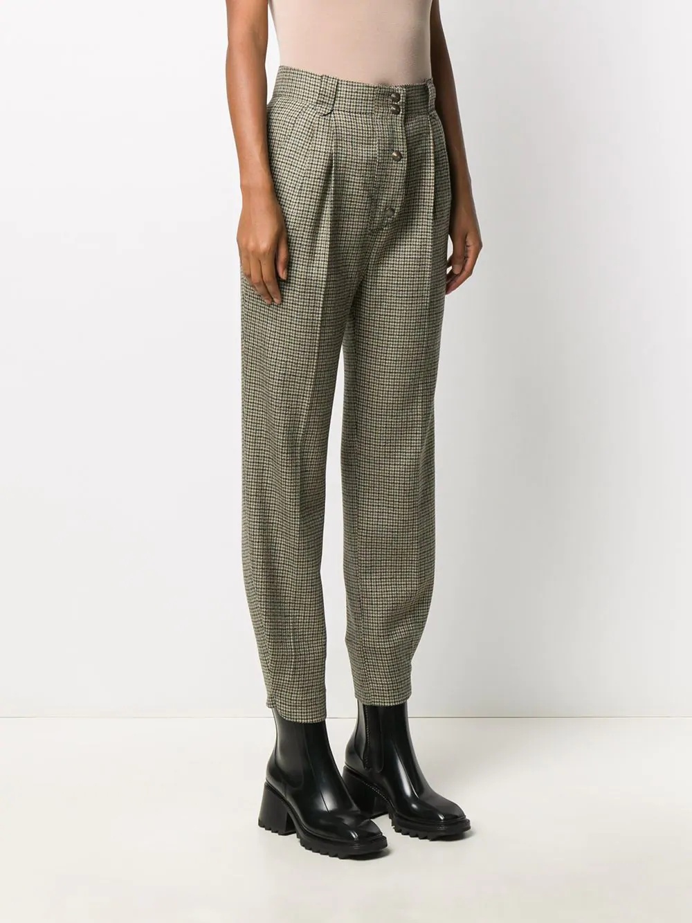 high-waisted houndstooth trousers - 3