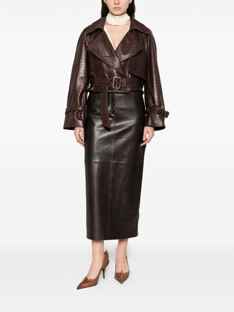 NOUR HAMMOUR Haiti Croco belted leather jacket outlook