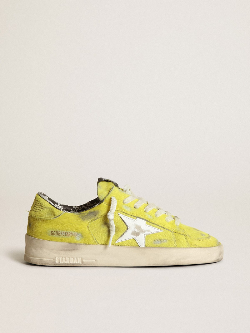 Women’s Stardan sneakers in fluorescent yellow pony skin with white leather star - 1