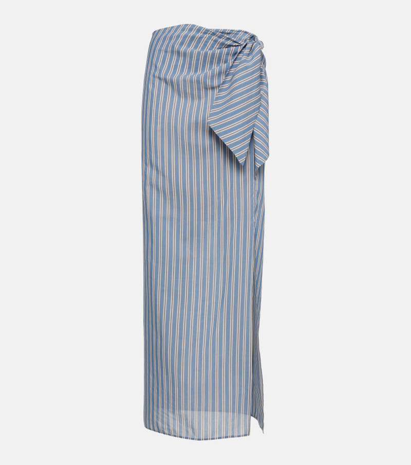 Striped cotton and silk wrap skirt 1