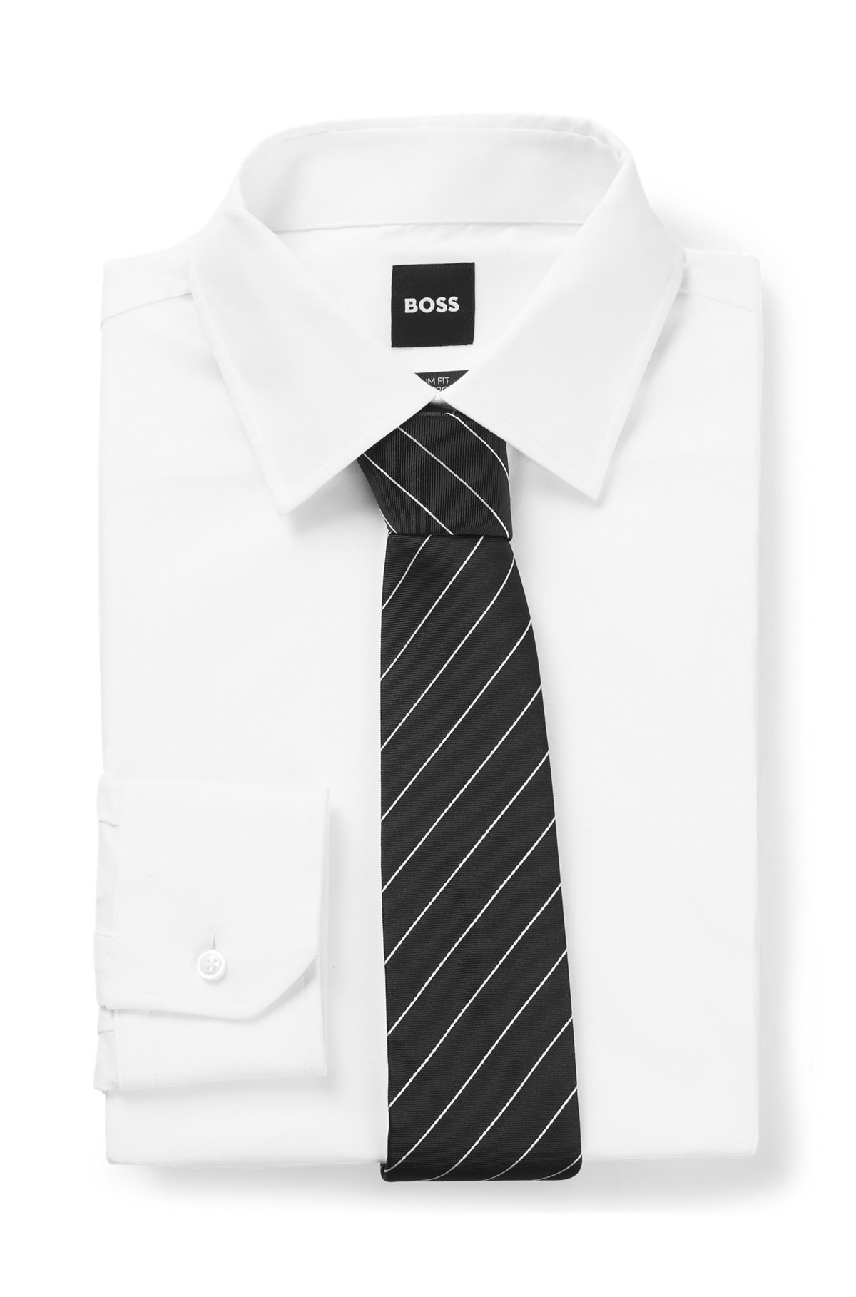 SILK-JACQUARD TIE WITH DIAGONAL STRIPES - 3