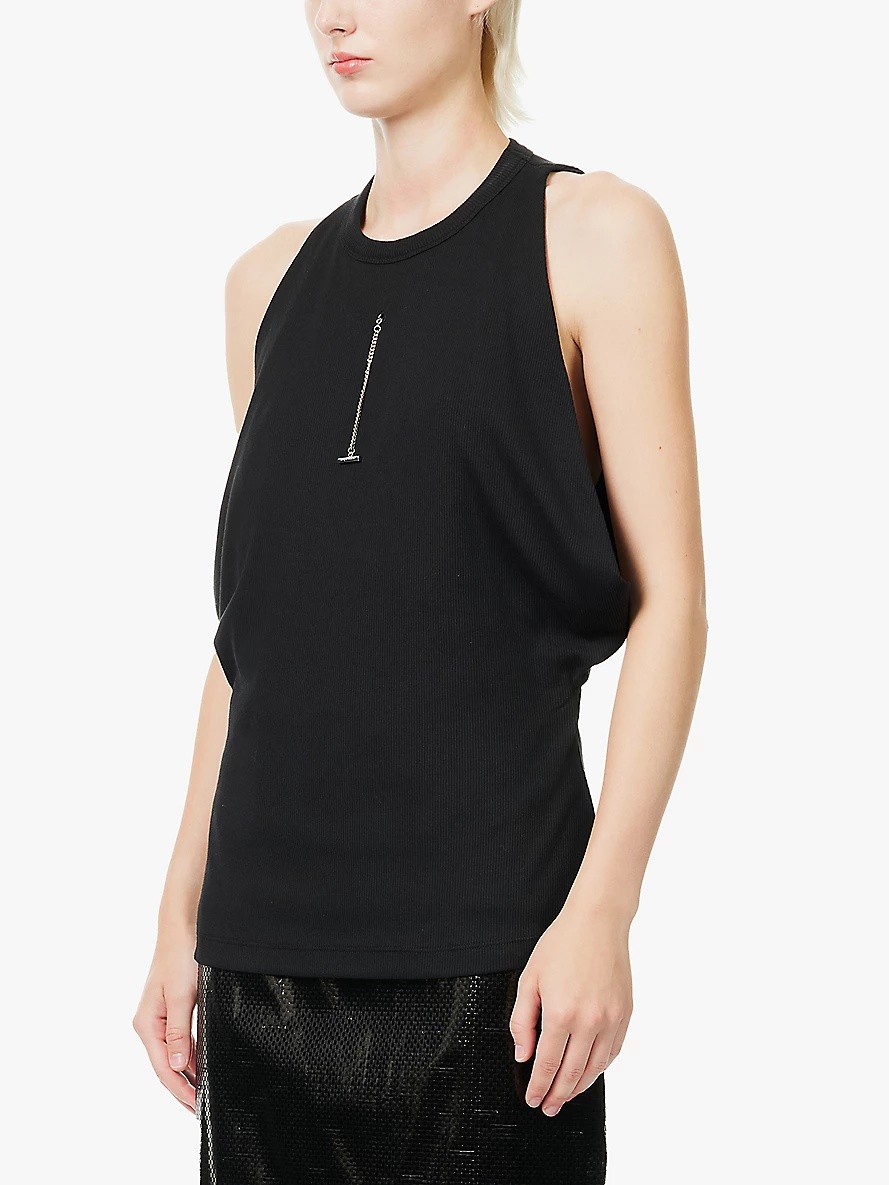 Cut And Sew sleeveless stretch-cotton top - 3