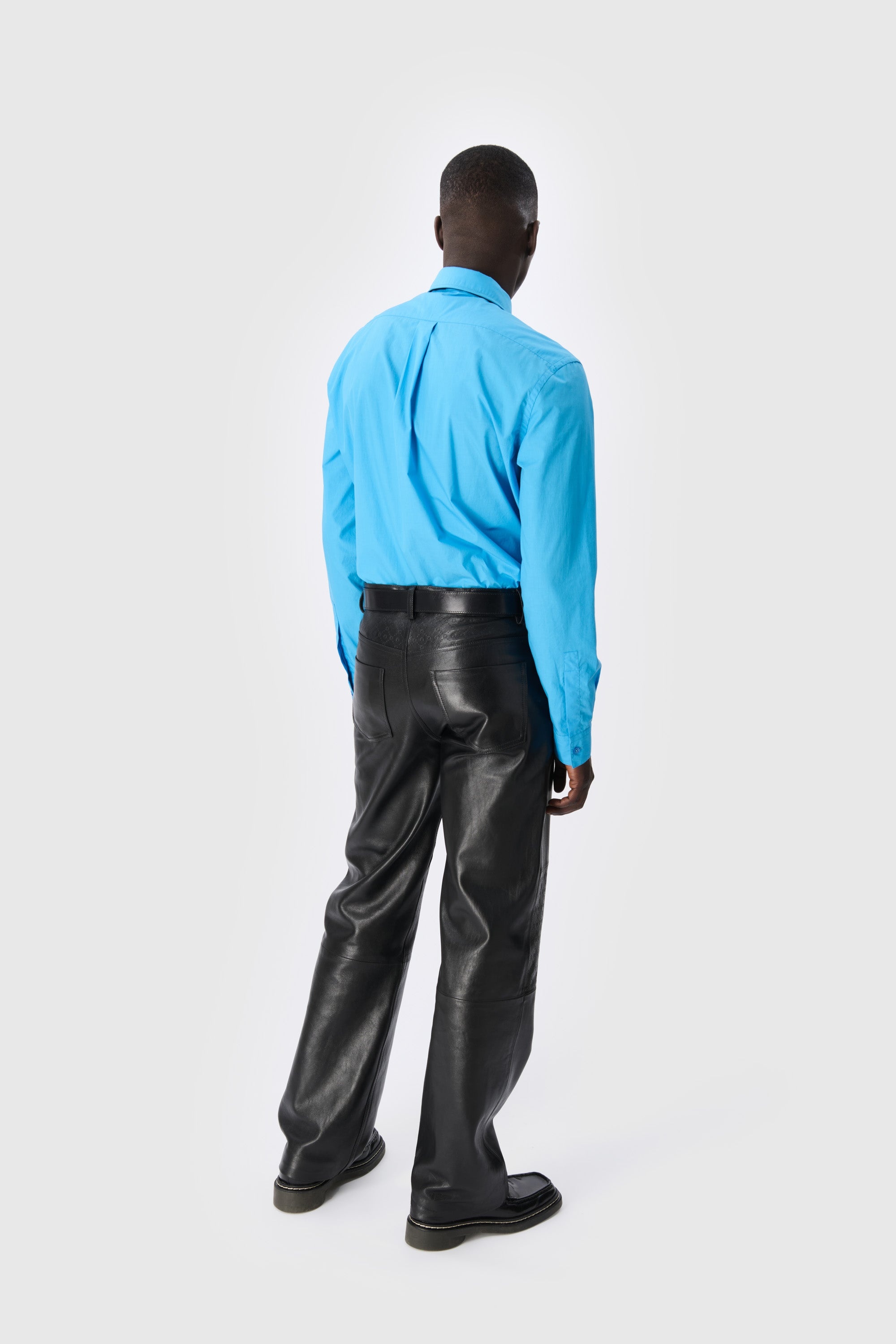 Moonogram Embossed Leather Wide Leg Pants - 5