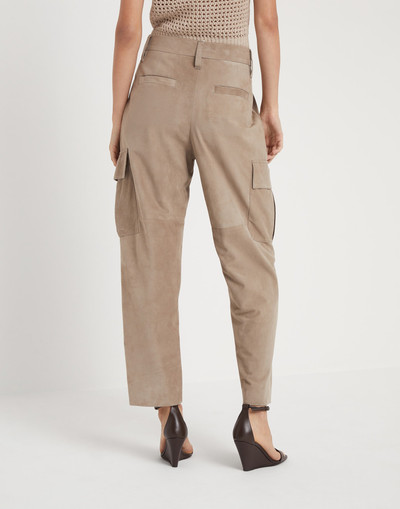 Brunello Cucinelli Suede slouchy cargo trousers outlook