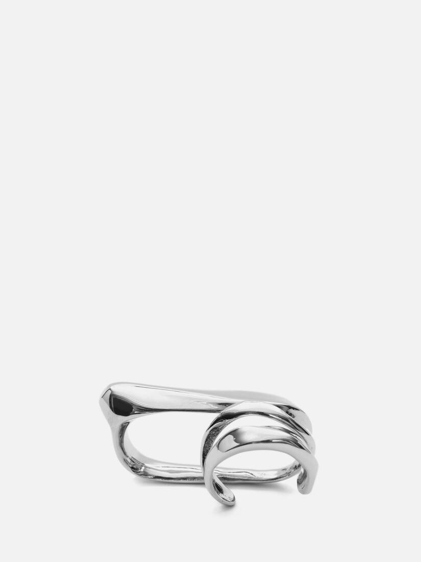Sculptural Double Ring in Antique Silver - 1