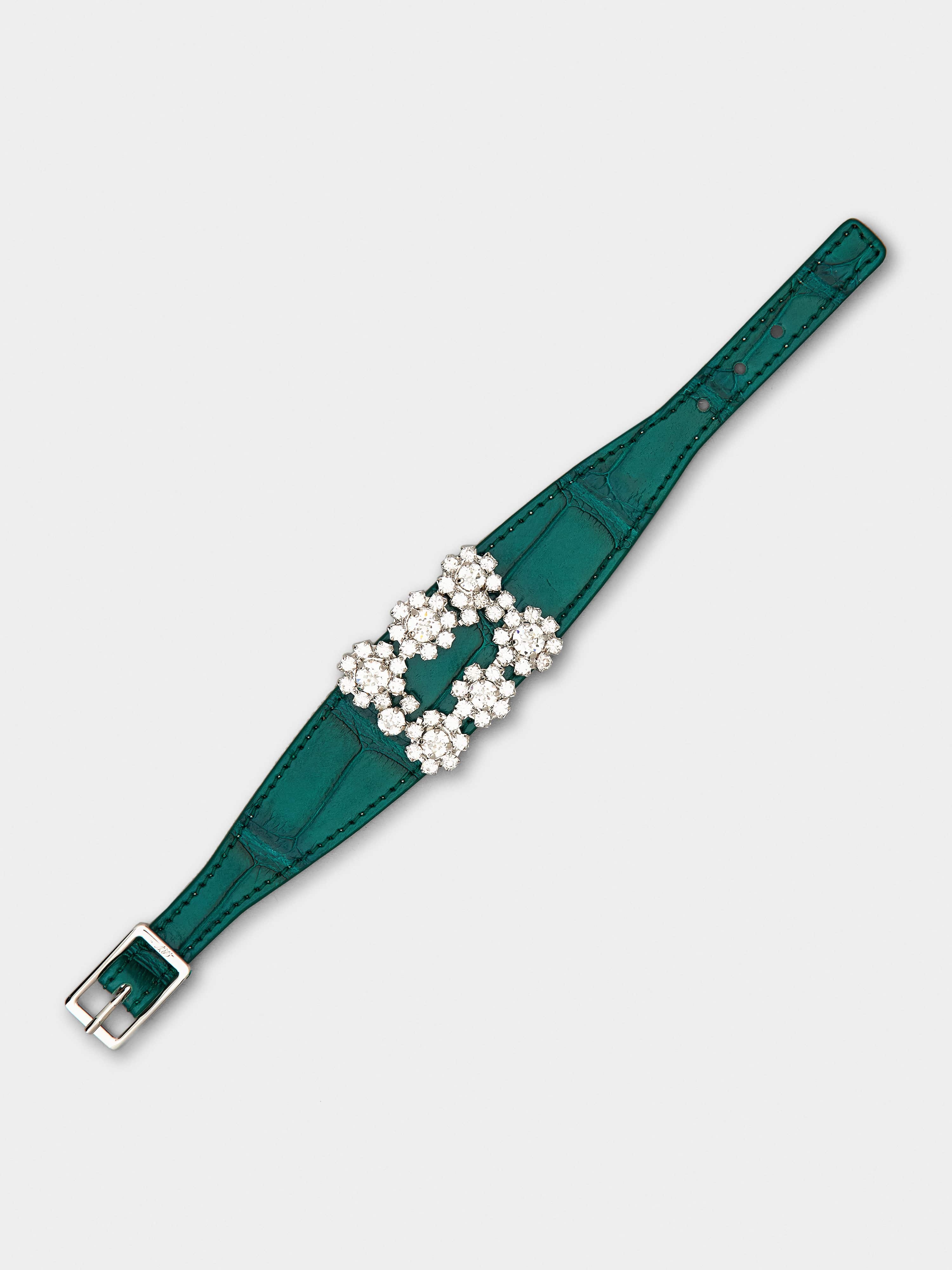 Flower Strass Buckle Bracelet in Crocodile - 4