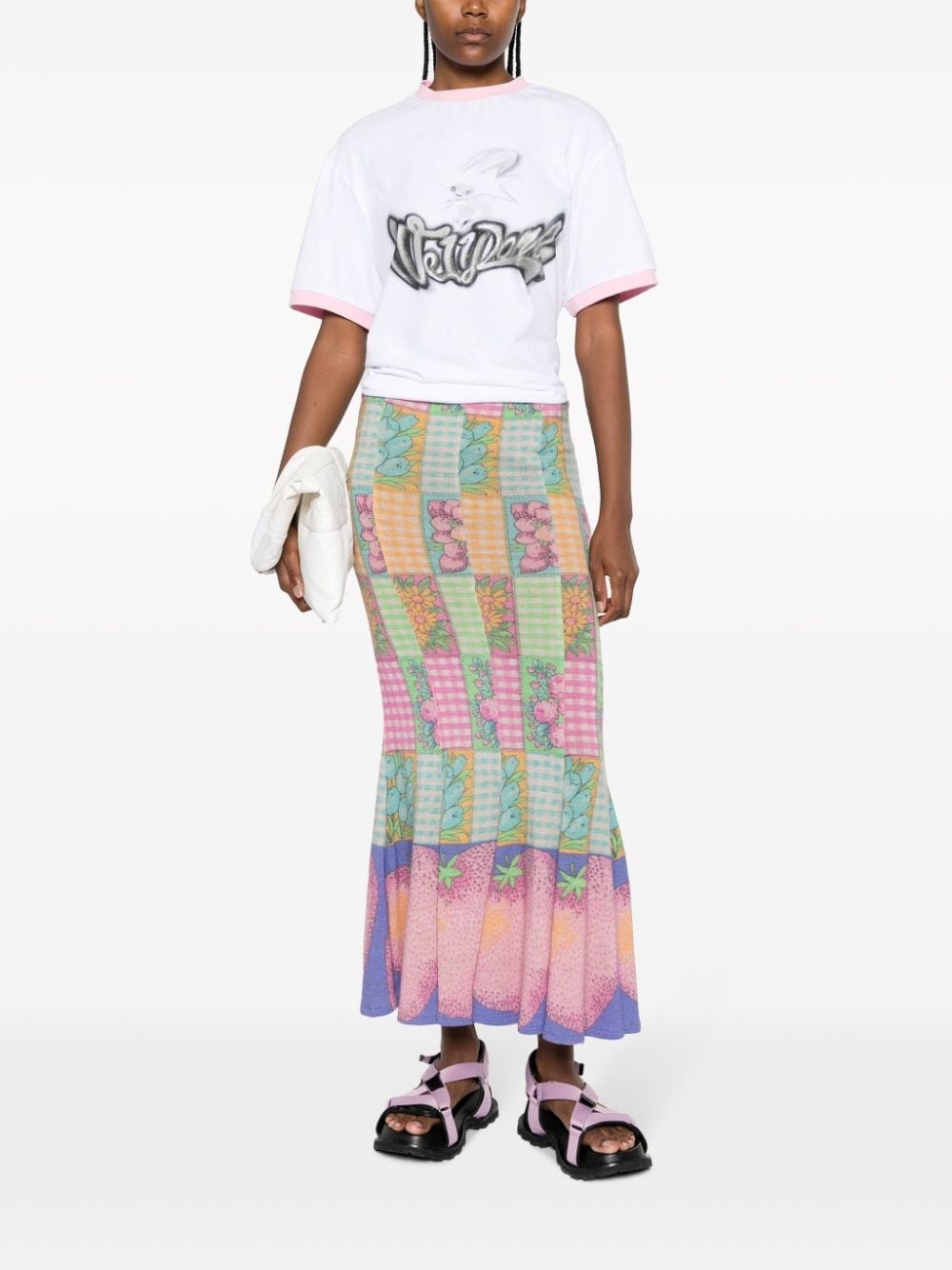 mix-print fluted maxi skirt - 2