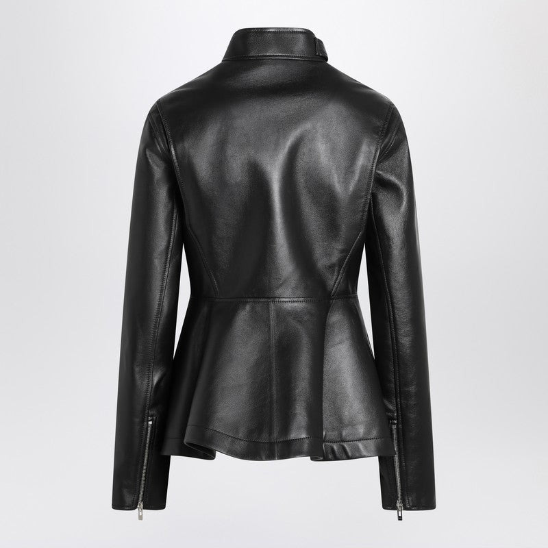 Alaia Black Leather Peplum Jacket Women - 2