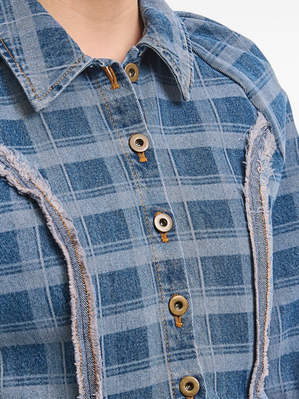 checked denim jacket - 4