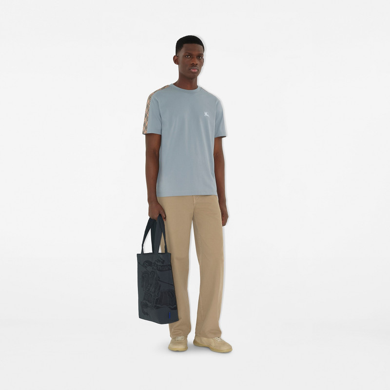 Check Trim Cotton T-shirt 4