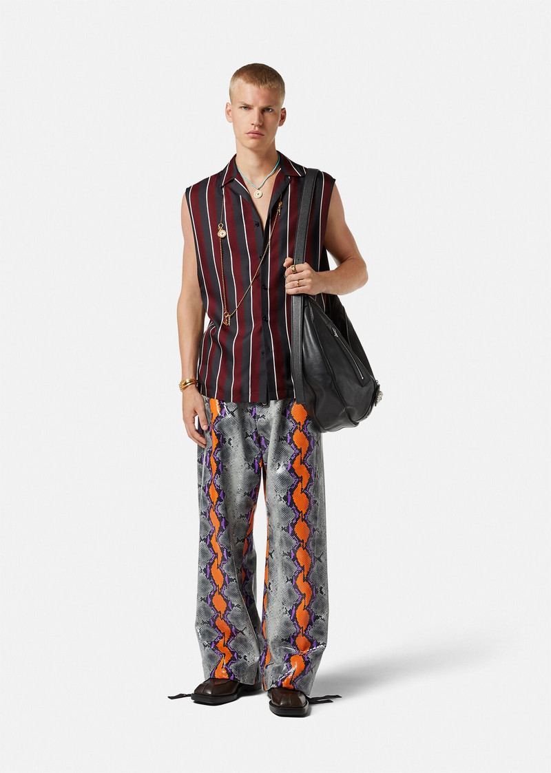 VERSACE Striped Sleeveless Silk Shirt outlook