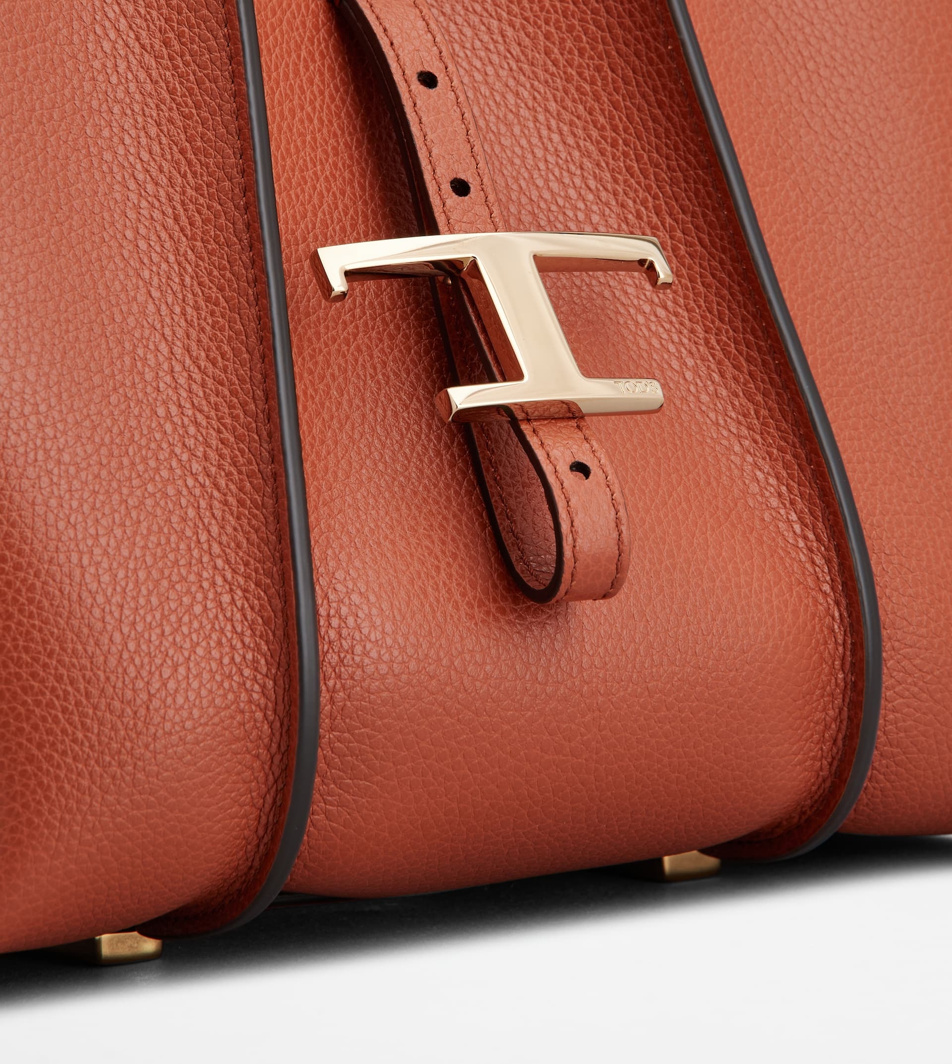 T TIMELESS SHOPPING BAG IN LEATHER MINI - ORANGE - 5